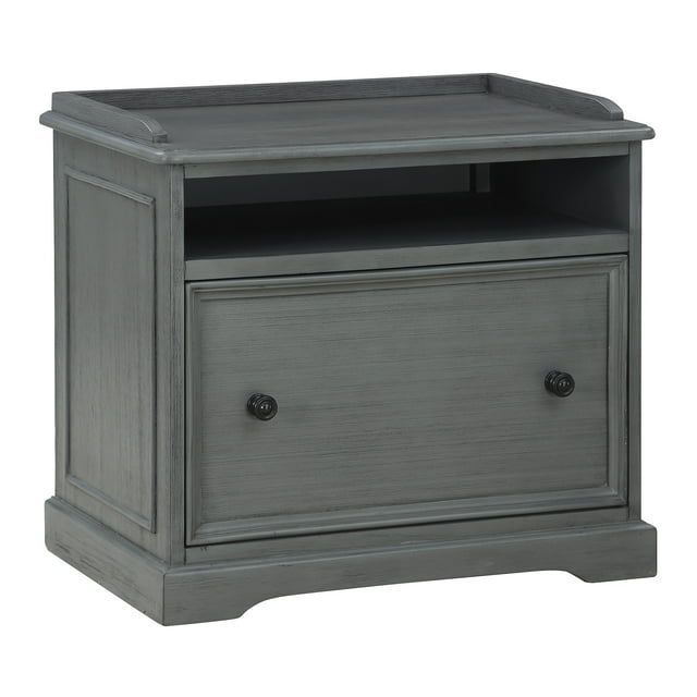 Plantation Gray Solid Wood Lateral File Cabinet with Top Shelf