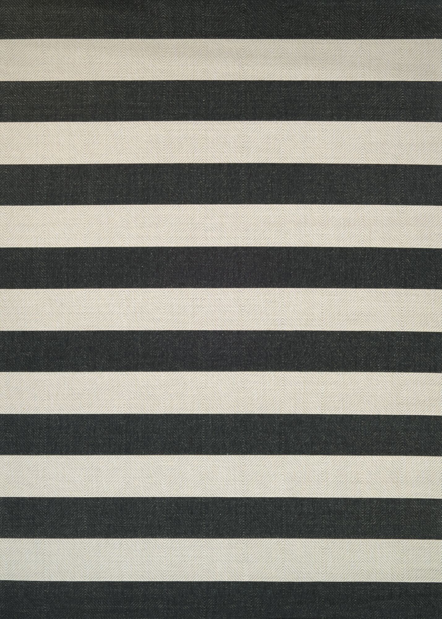 Elegant Black and Ivory Stripe Synthetic Outdoor Rug, 43" x 24"