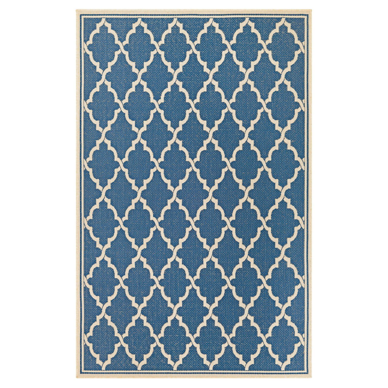 Monaco Turquoise/Sand 5.3' x 7.6' Geometric Flat-Woven Area Rug