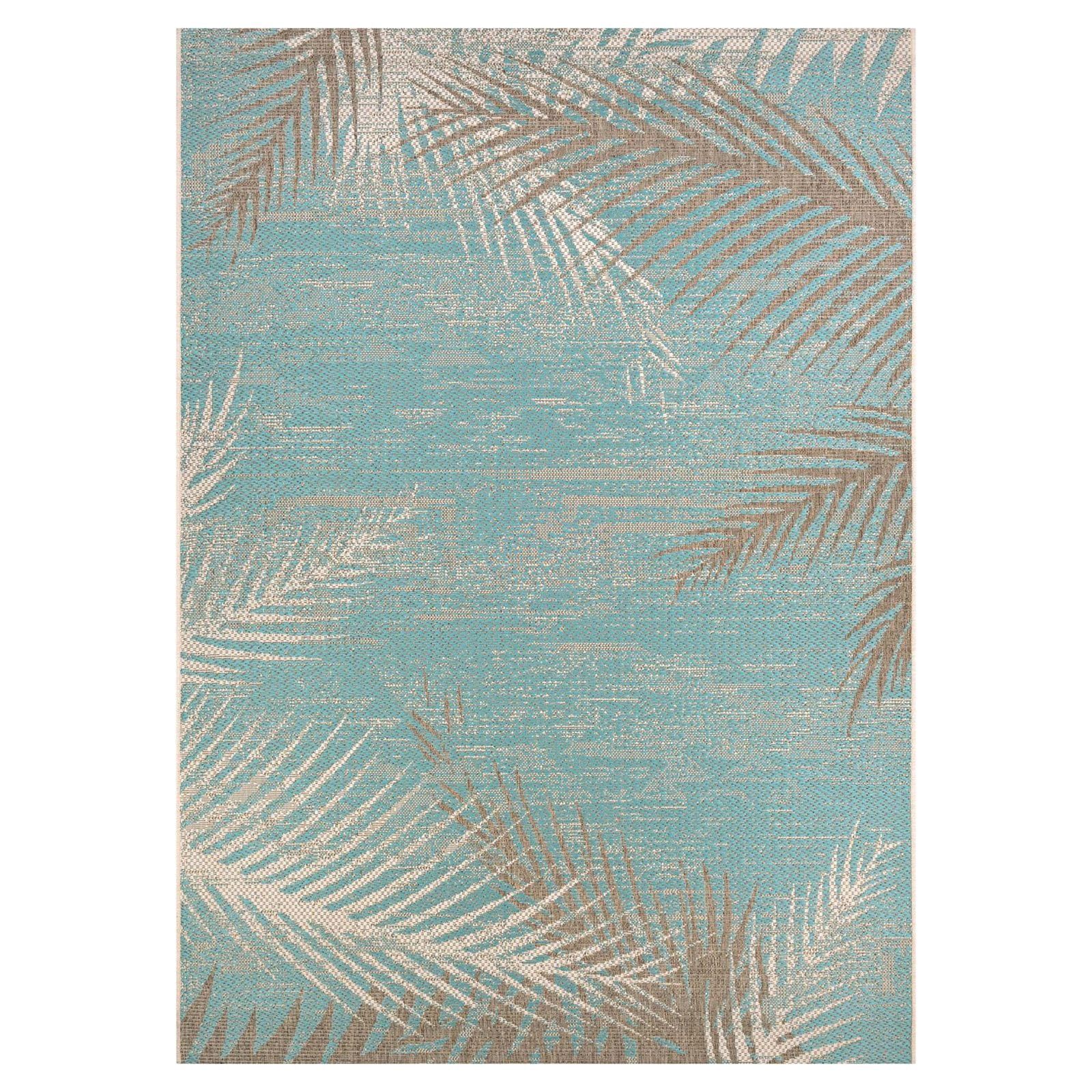 Monaco Aqua Geometric Flat Woven Indoor/Outdoor Rug