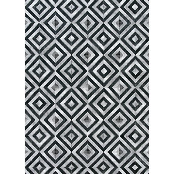 Afuera Modern Black 5' x 7' Flat Woven Synthetic Area Rug