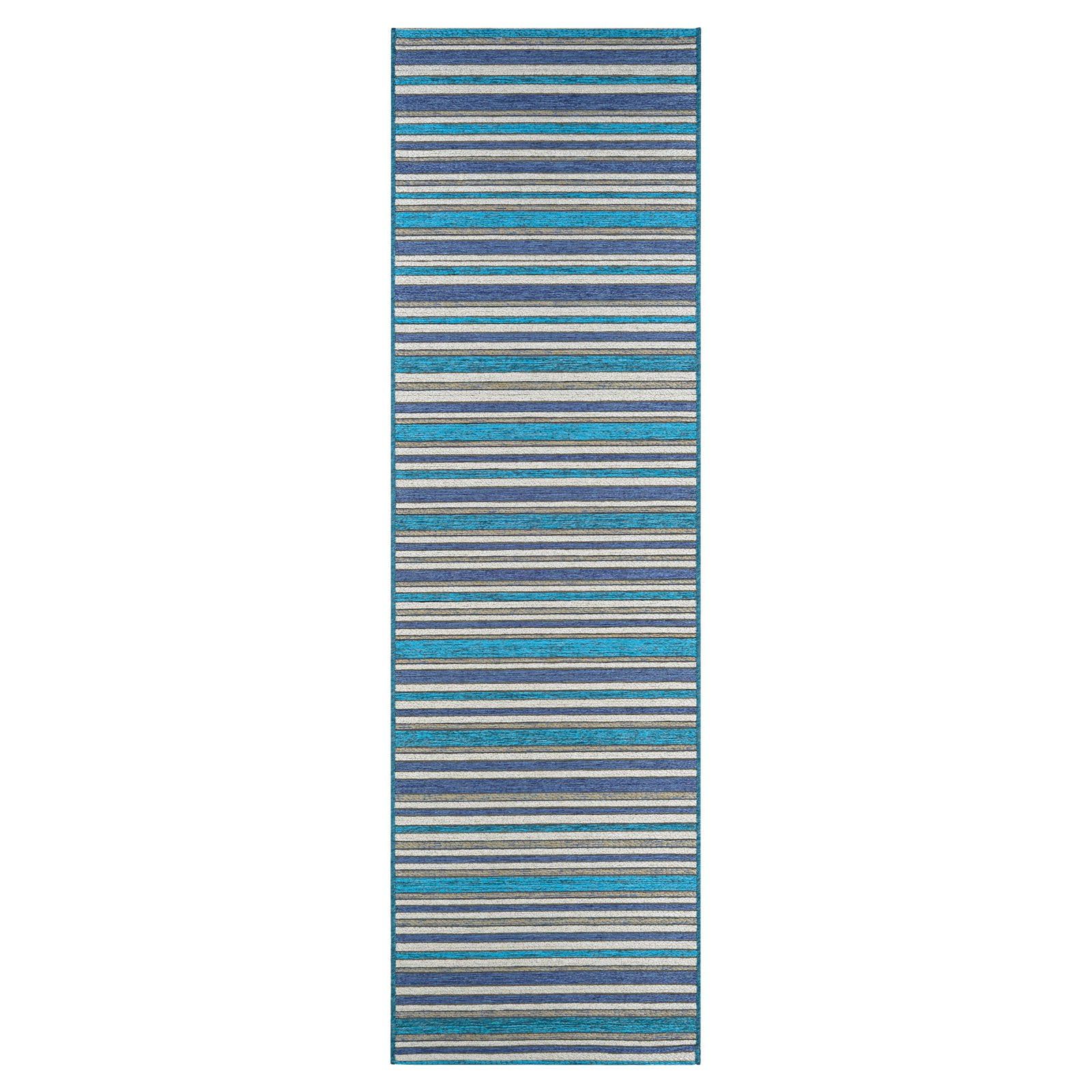 Cape Brockton Cobalt-Teal 2'3" x 11'9" Flat Woven Wool Runner Rug