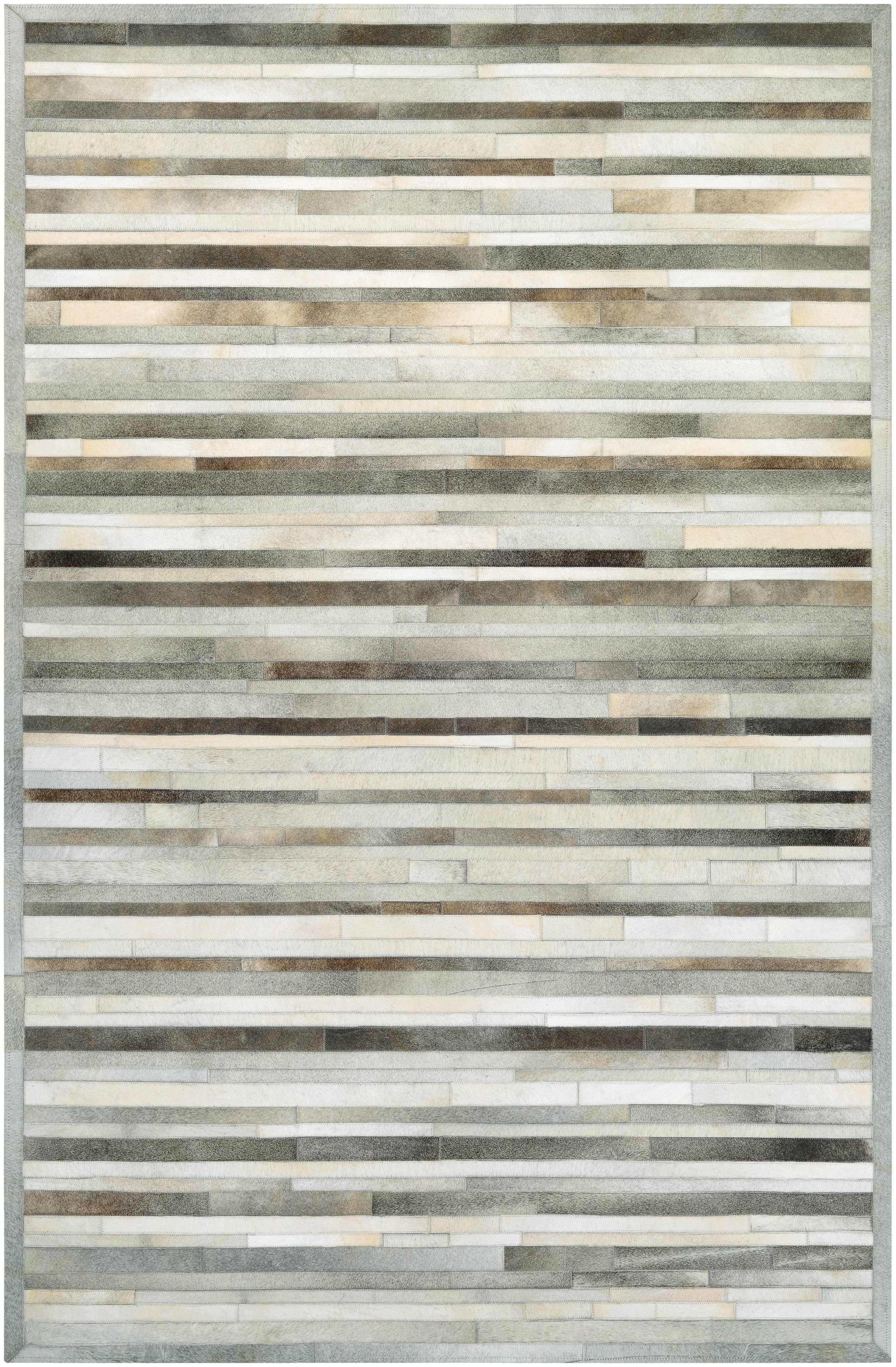 Gray and Ivory Striped Flat Woven Wool Area Rug