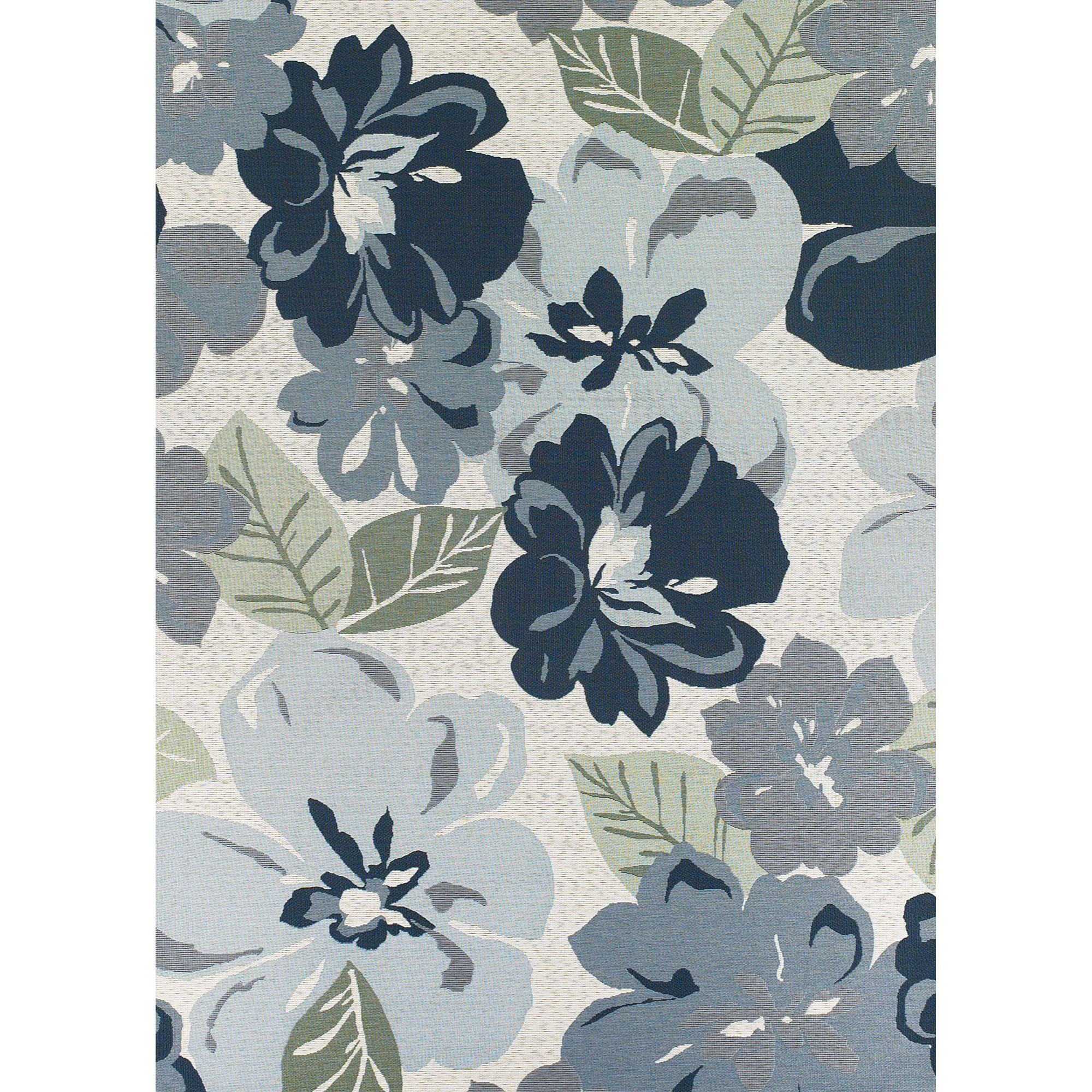 Gray Floral Synthetic Flat Woven Indoor/Outdoor Rug, 4' x 5'10"