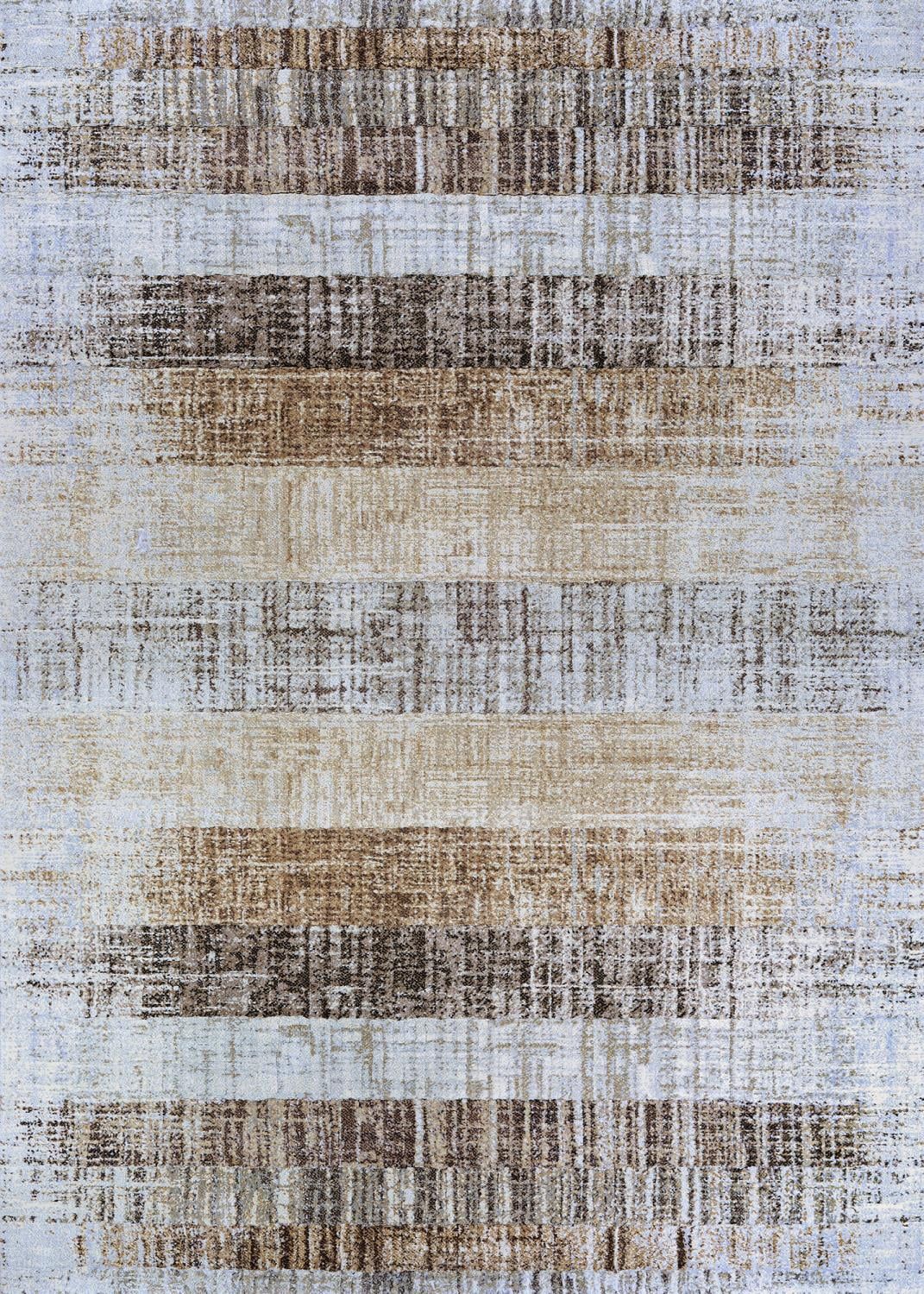 Easton Bark and Natural Striped Synthetic Area Rug 3'11" x 5'3"