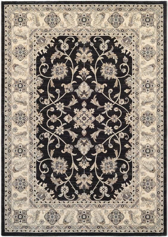 Ebony and Ivory Synthetic Handmade Area Rug 3'11" x 5'3"