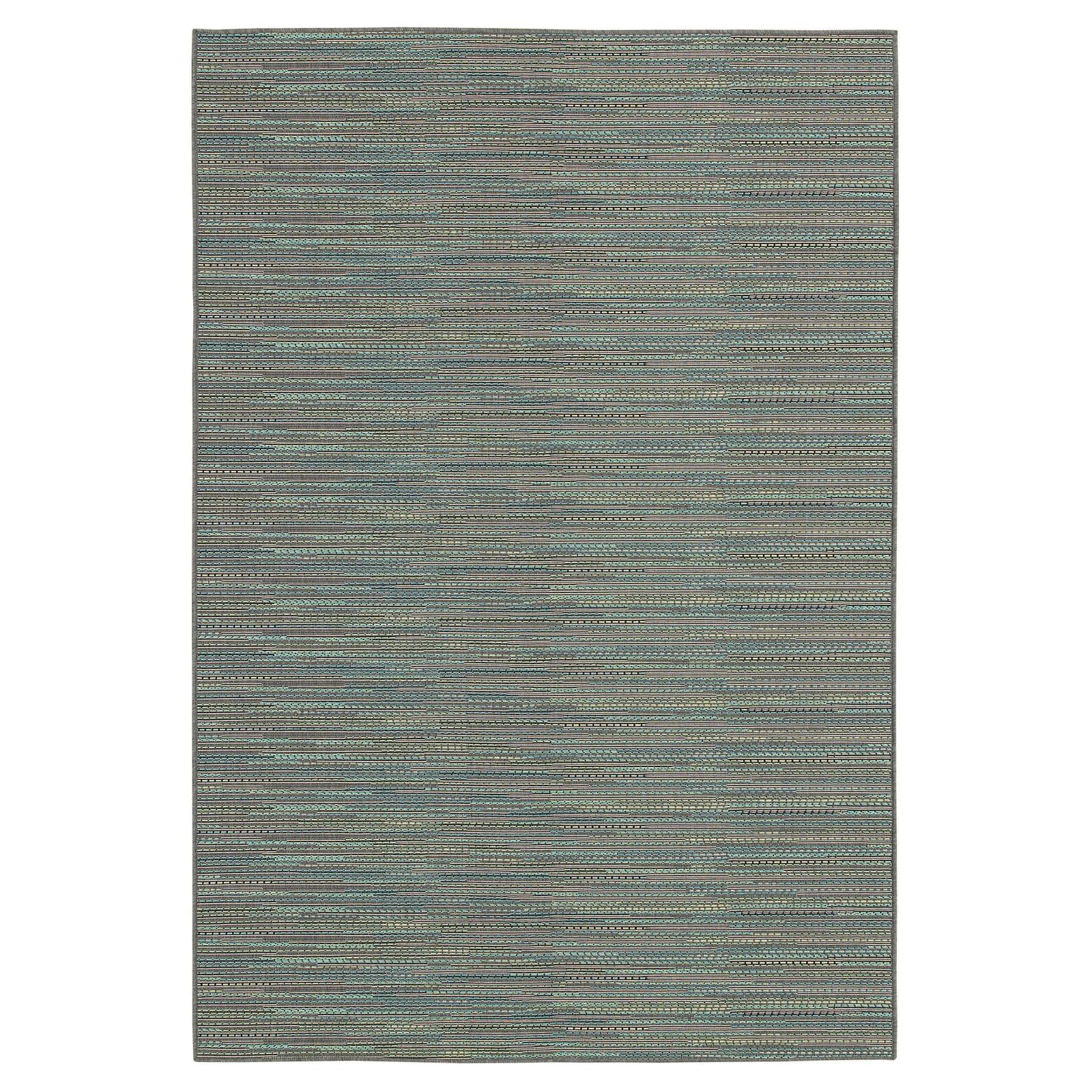 Coastal Charm Blue Stripe Synthetic 5' x 7' Outdoor Rug