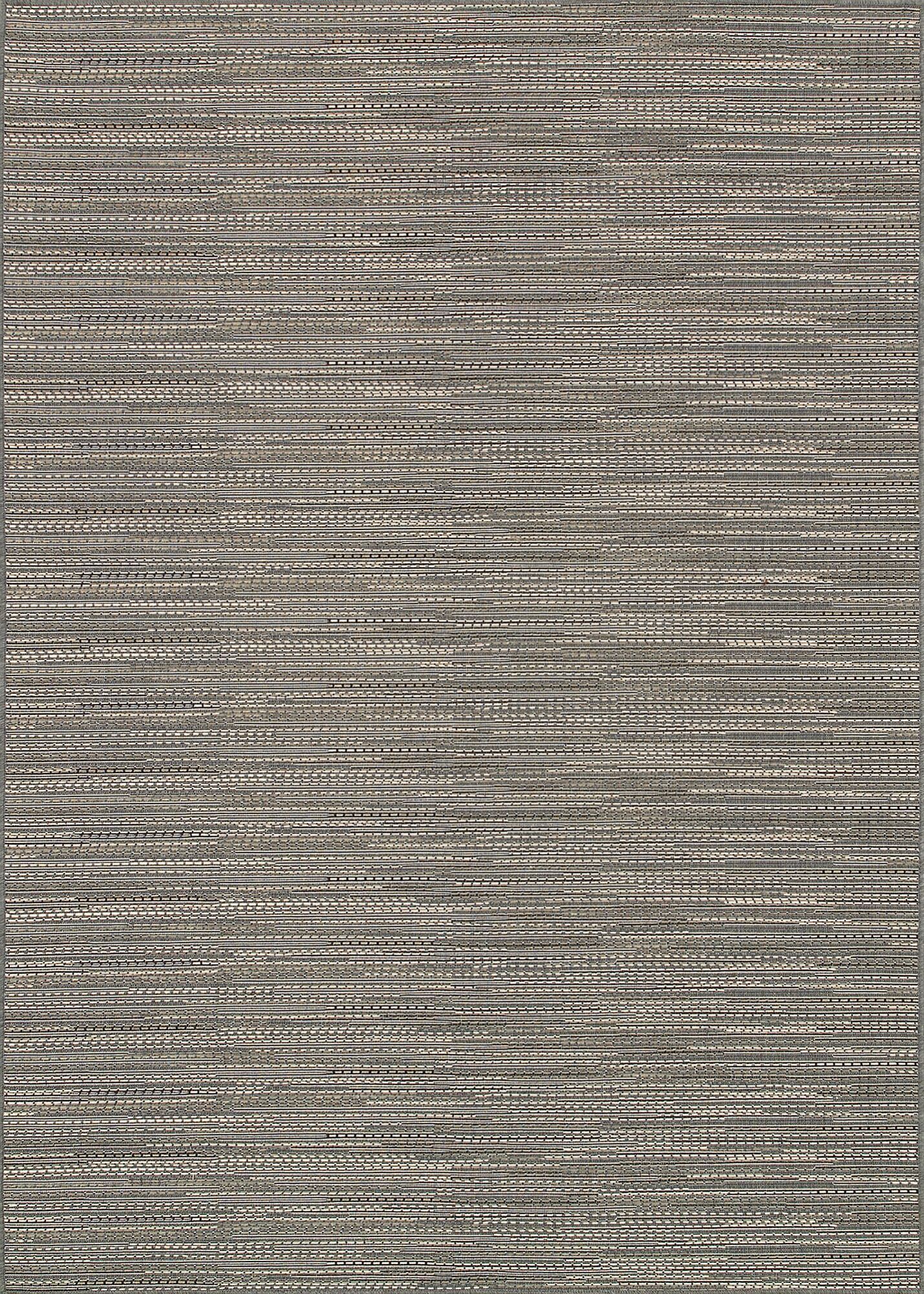 Modern Grey-Multi Stripe Synthetic Flatweave Area Rug, 7'6" x 10'9"