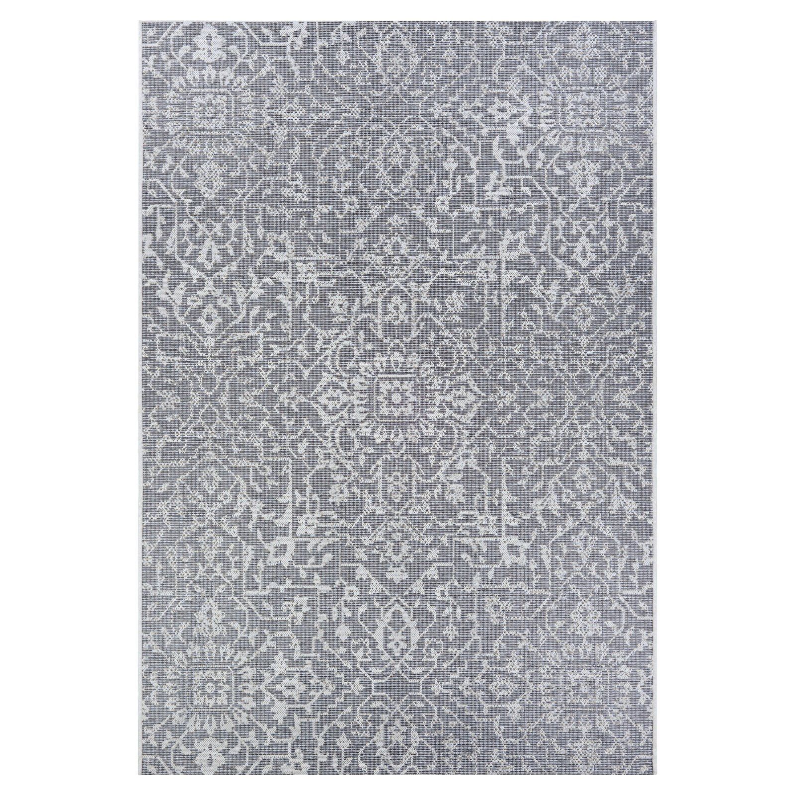 Monte Carlo Grey-Ivory Floral Synthetic Area Rug 5'3" x 7'6"