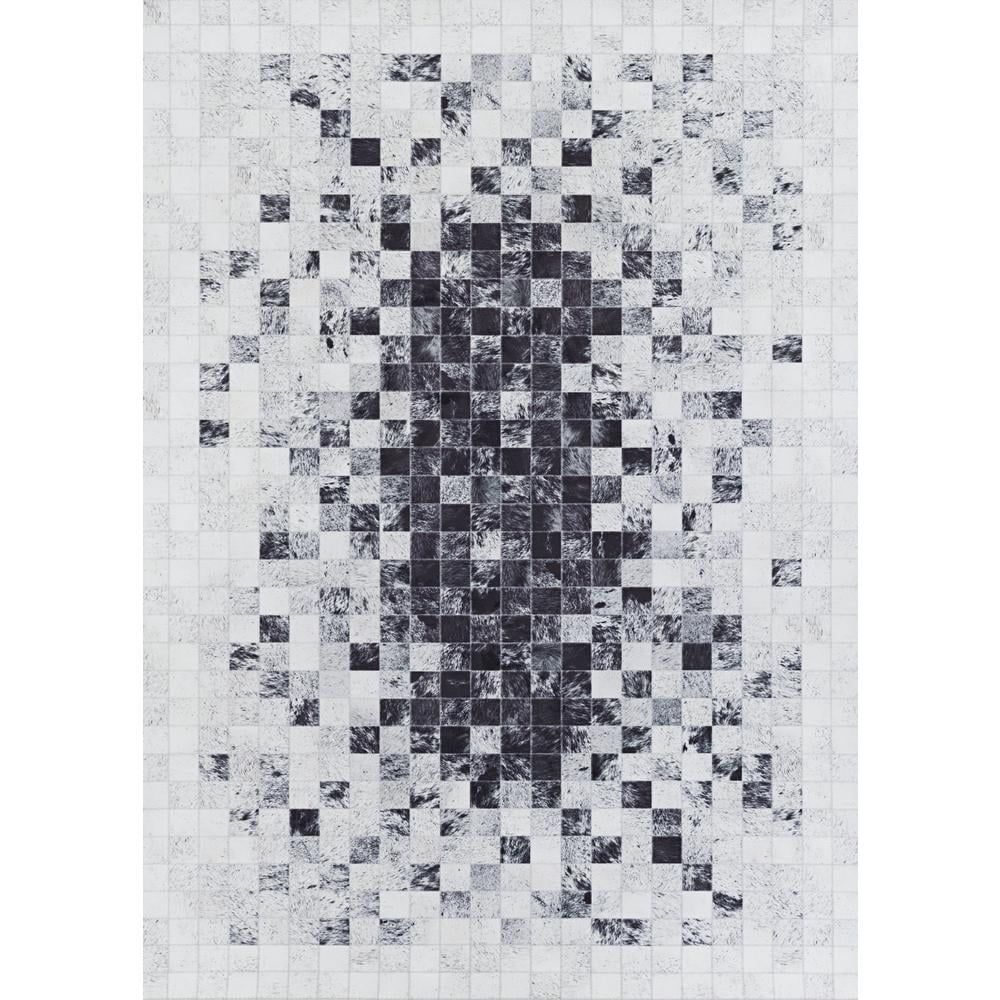 Gray and White Faux Cowhide Polyester Runner Rug, 2'3" x 7'10"