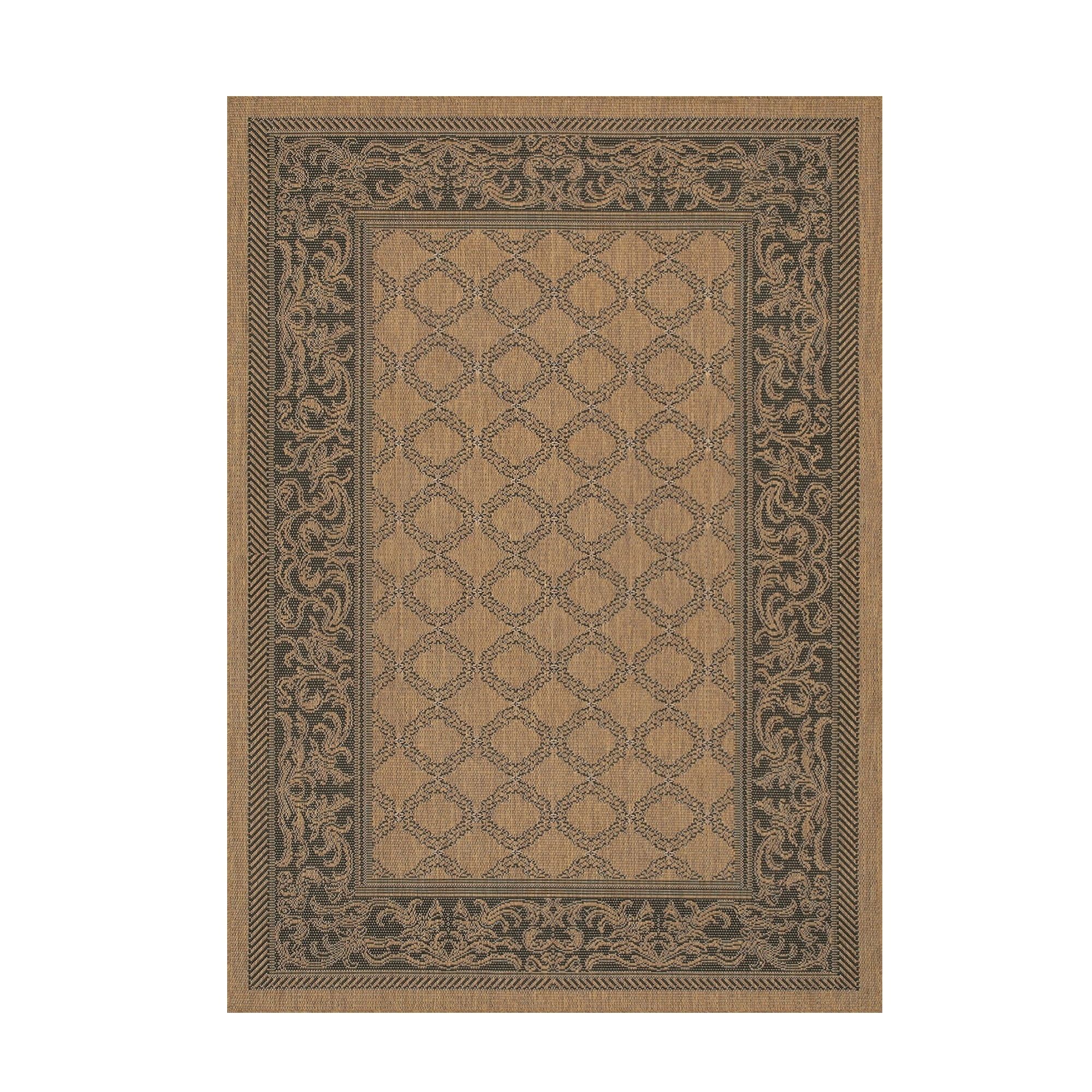 Rectangular Black and Cocoa Synthetic Flat Woven Rug