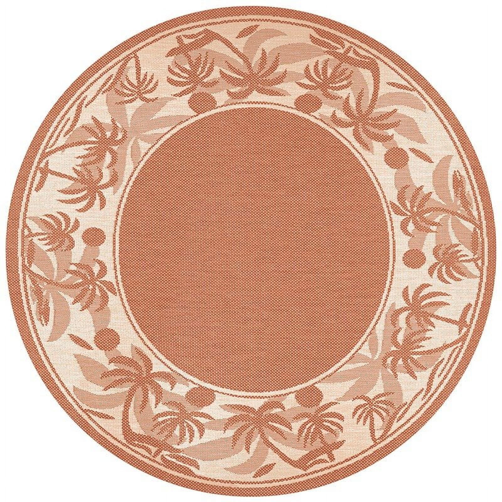 Terracotta and Natural Round Synthetic Outdoor Rug, 8'6"