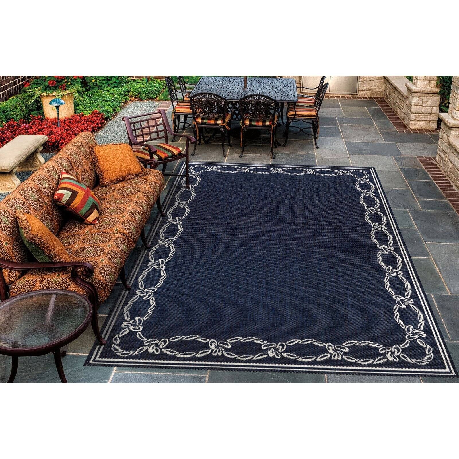 Ivory and Indigo Flat Woven Rope Knot Area Rug