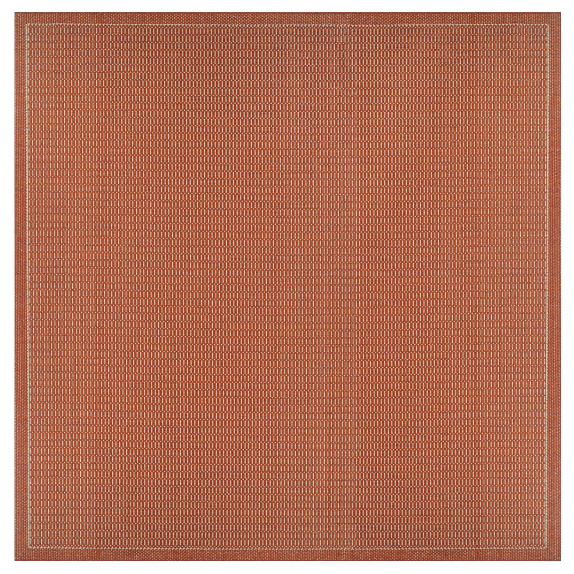 Terracotta and Natural Square Flatwoven Indoor/Outdoor Rug, 8'6"