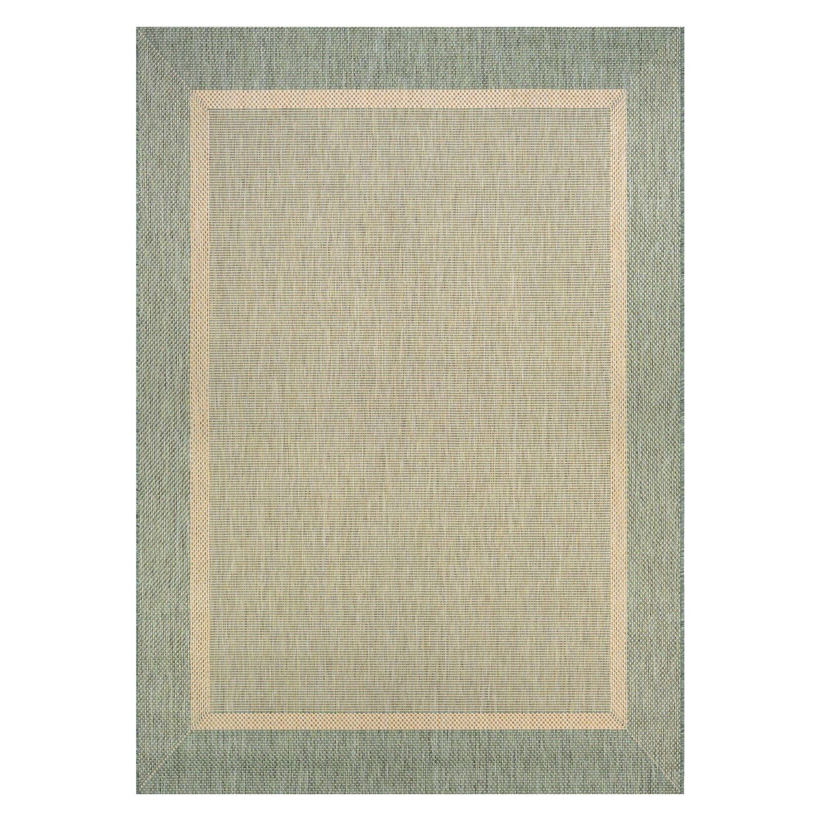 Natural Green Round Synthetic Indoor/Outdoor Rug, 8'6"