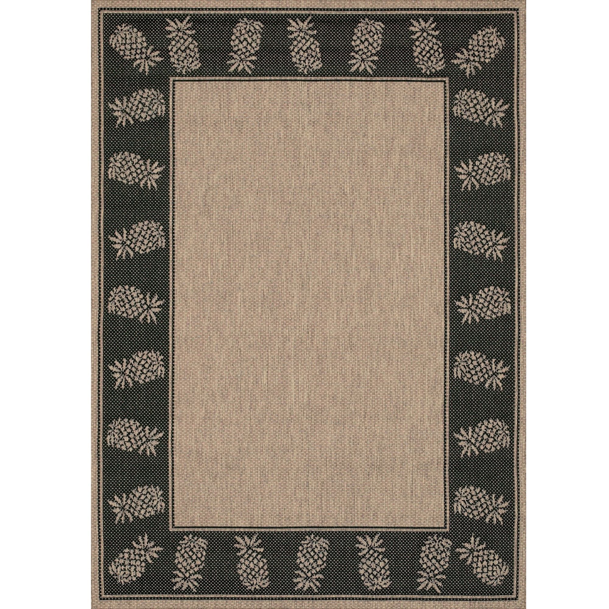 Coastal Charm Black Synthetic 8'6" x 13' Outdoor Rug