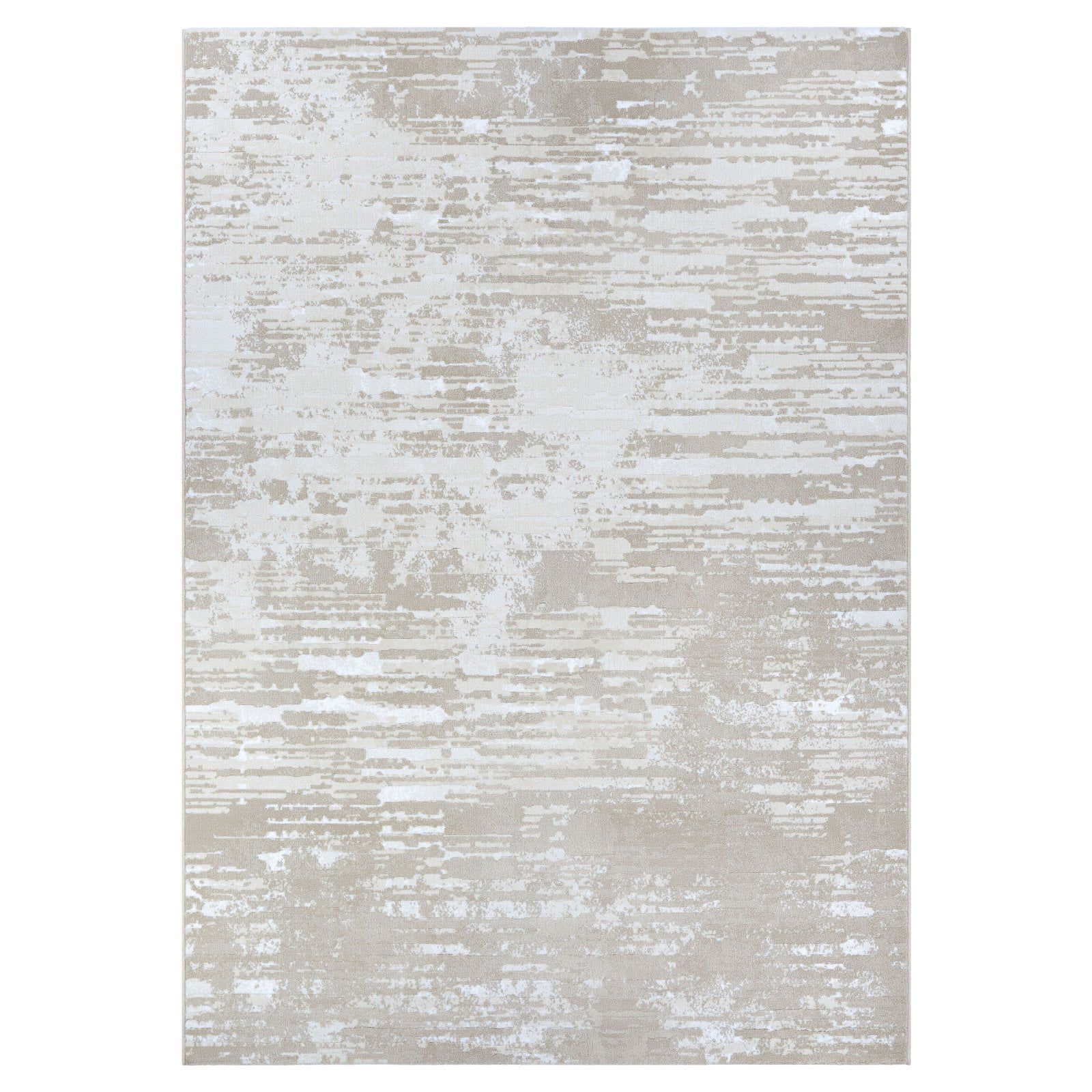 Serenity Champagne Abstract 3'x5' Wool Blend Area Rug
