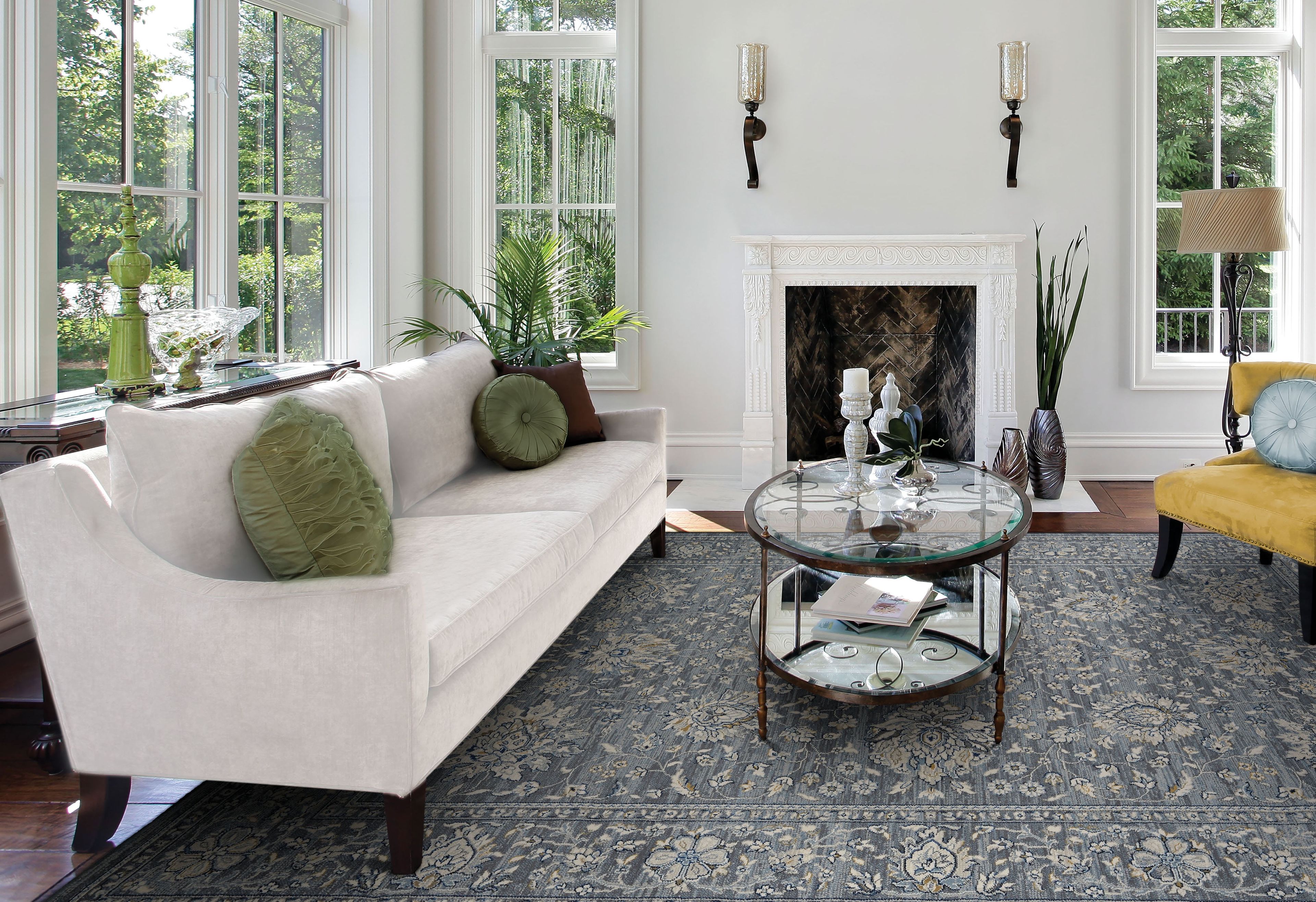 Sultan Treasures Persian Isfahan 9'x12' Slate Synthetic Area Rug