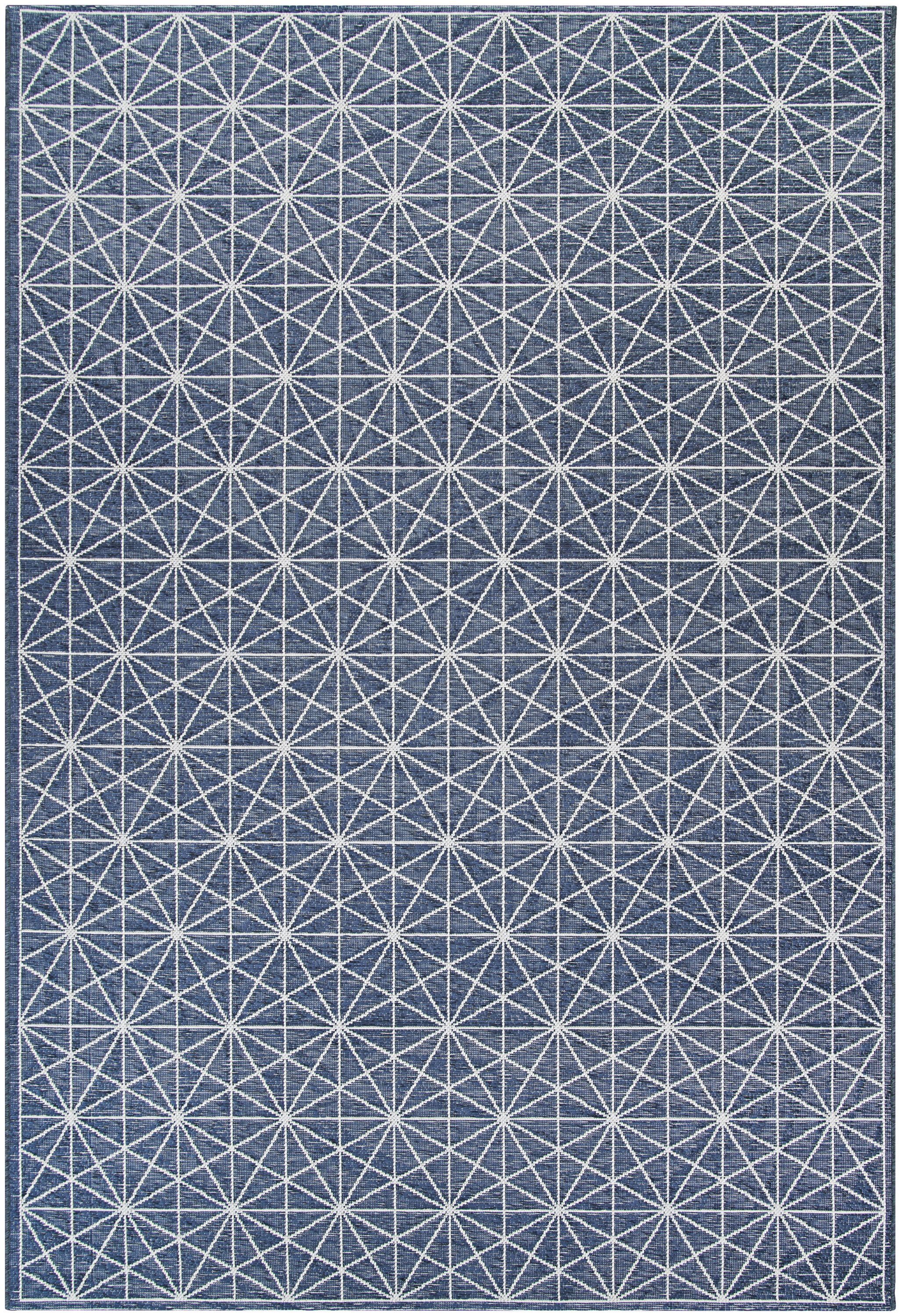 Petrol Blue Geometric Tufted Rectangular Rug