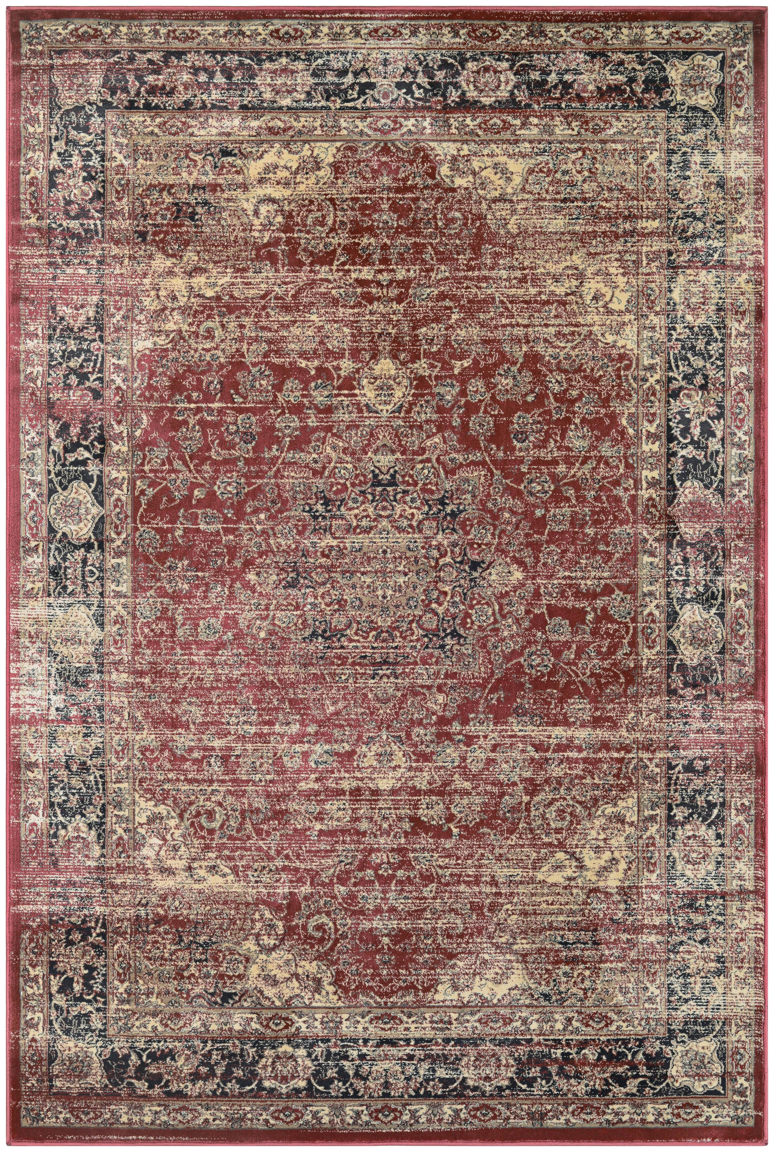 Zahara 3' x 5' Red Synthetic Traditional Area Rug