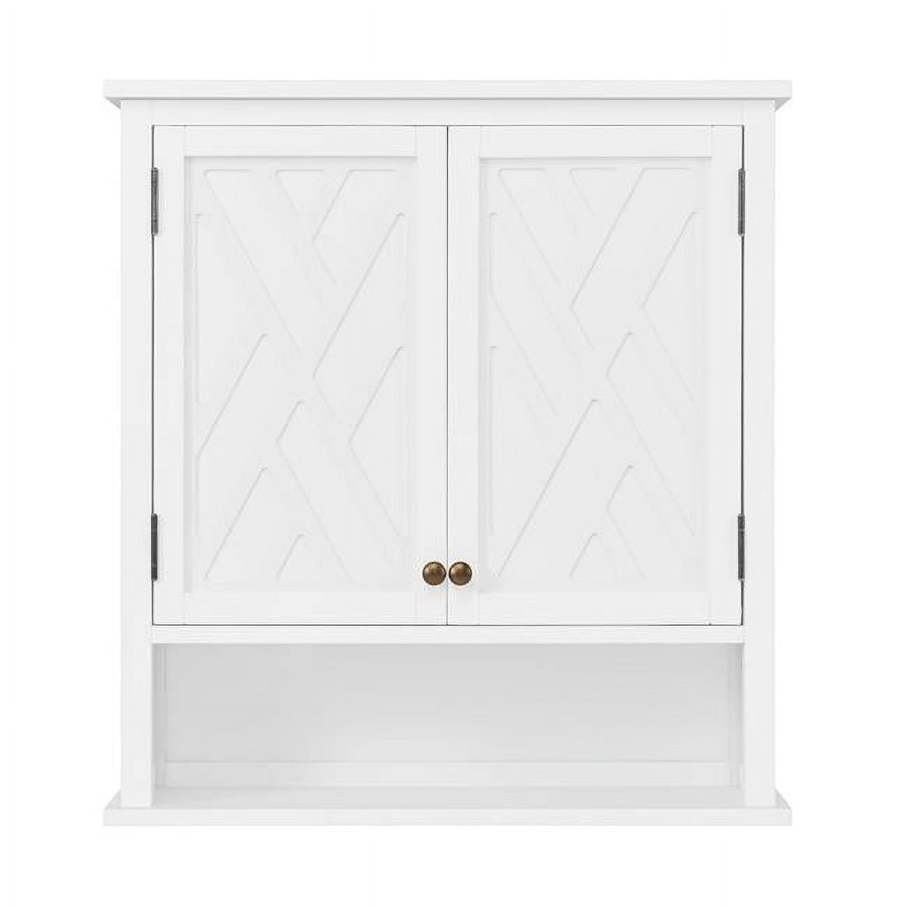 White Transitional Wall Mounted Bath Storage Cabinet with Two Doors