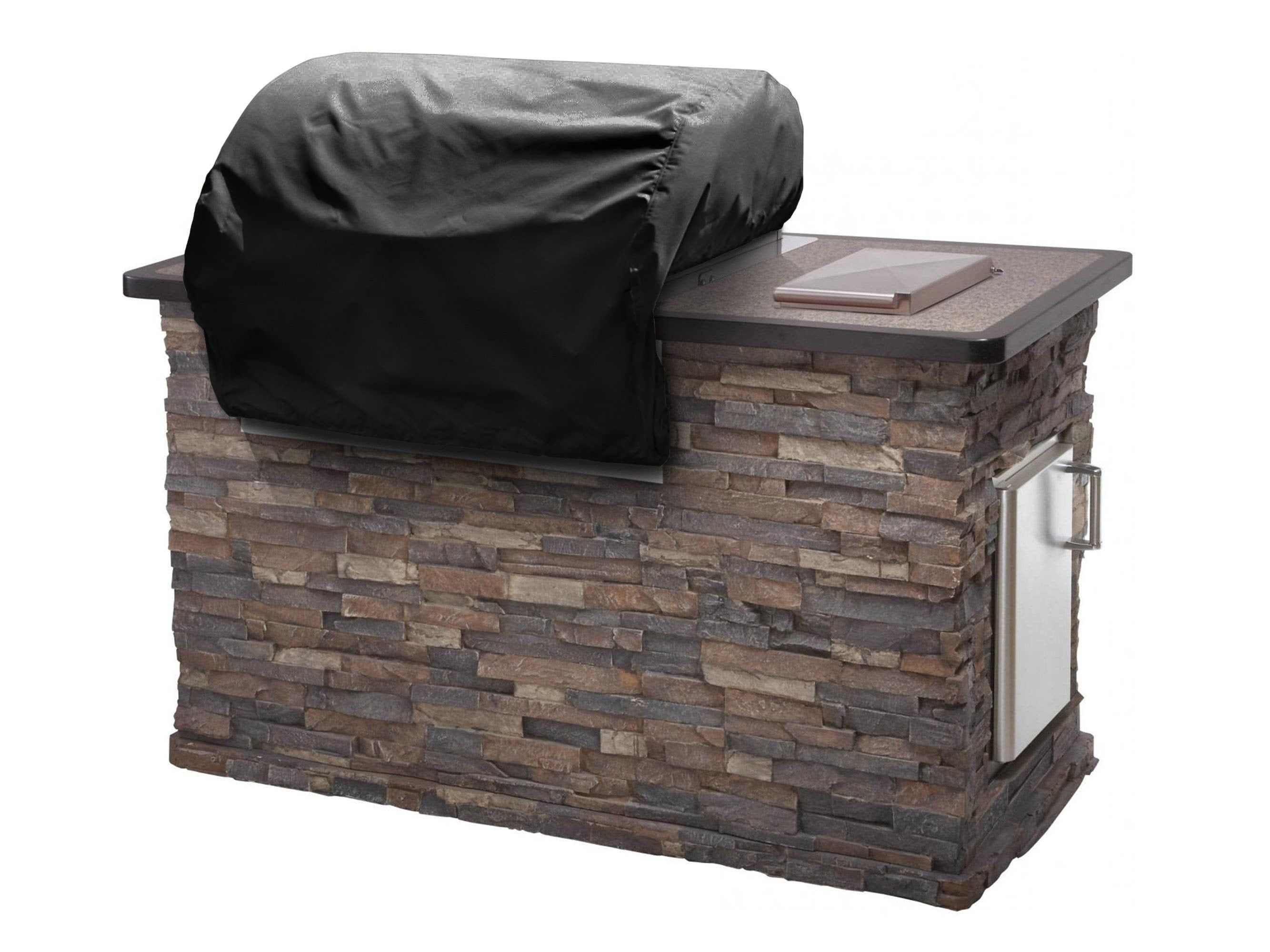 Classic Black Vinyl Built-In Grill Cover with Elastic Hem