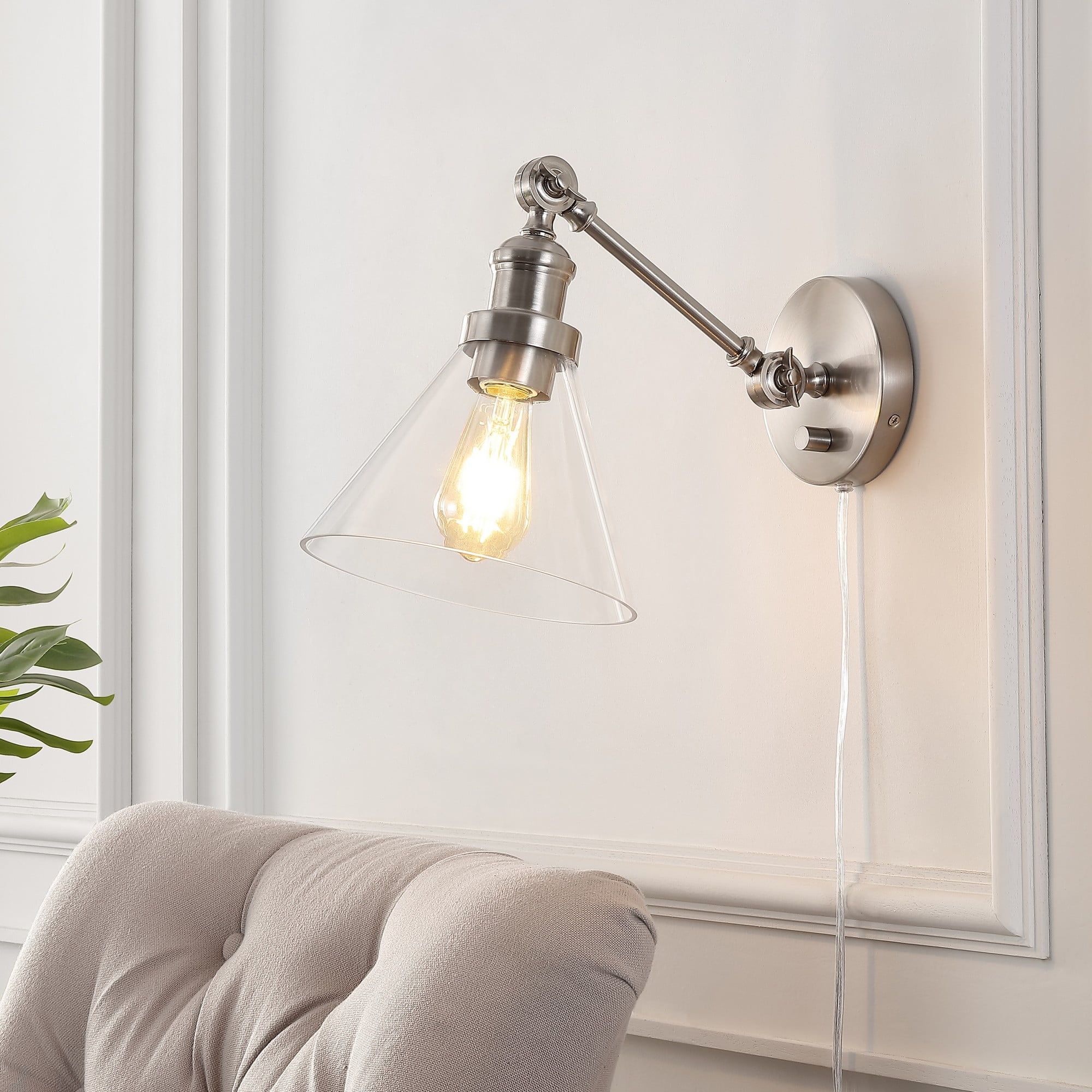 Modern Farmhouse Dimmable Iron Wall Sconce with Clear Glass Shade