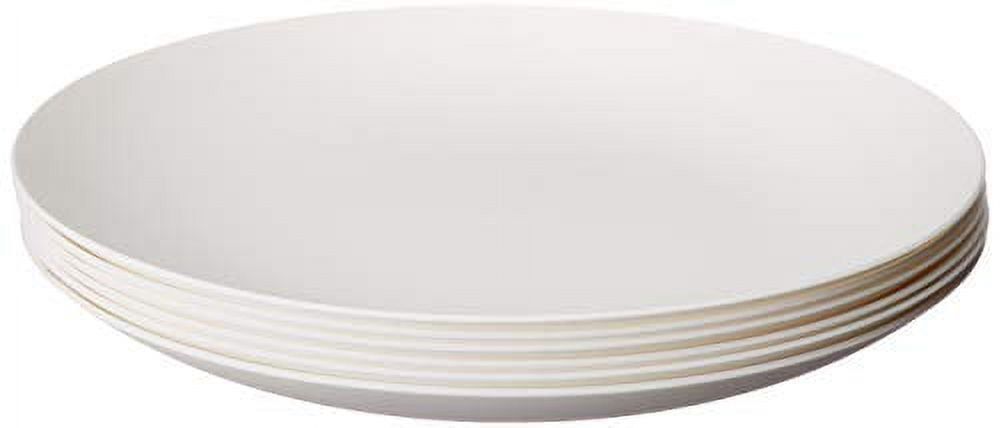 Coza White 10.2" Durable Plastic Plate Set, BPA Free, Set of 6