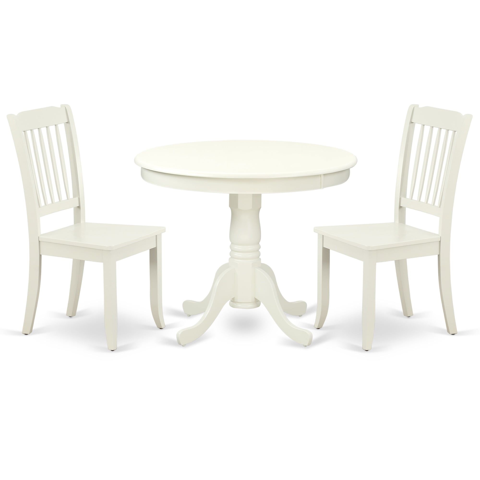 Linen White Round Dining Table Set with X-Back Chairs