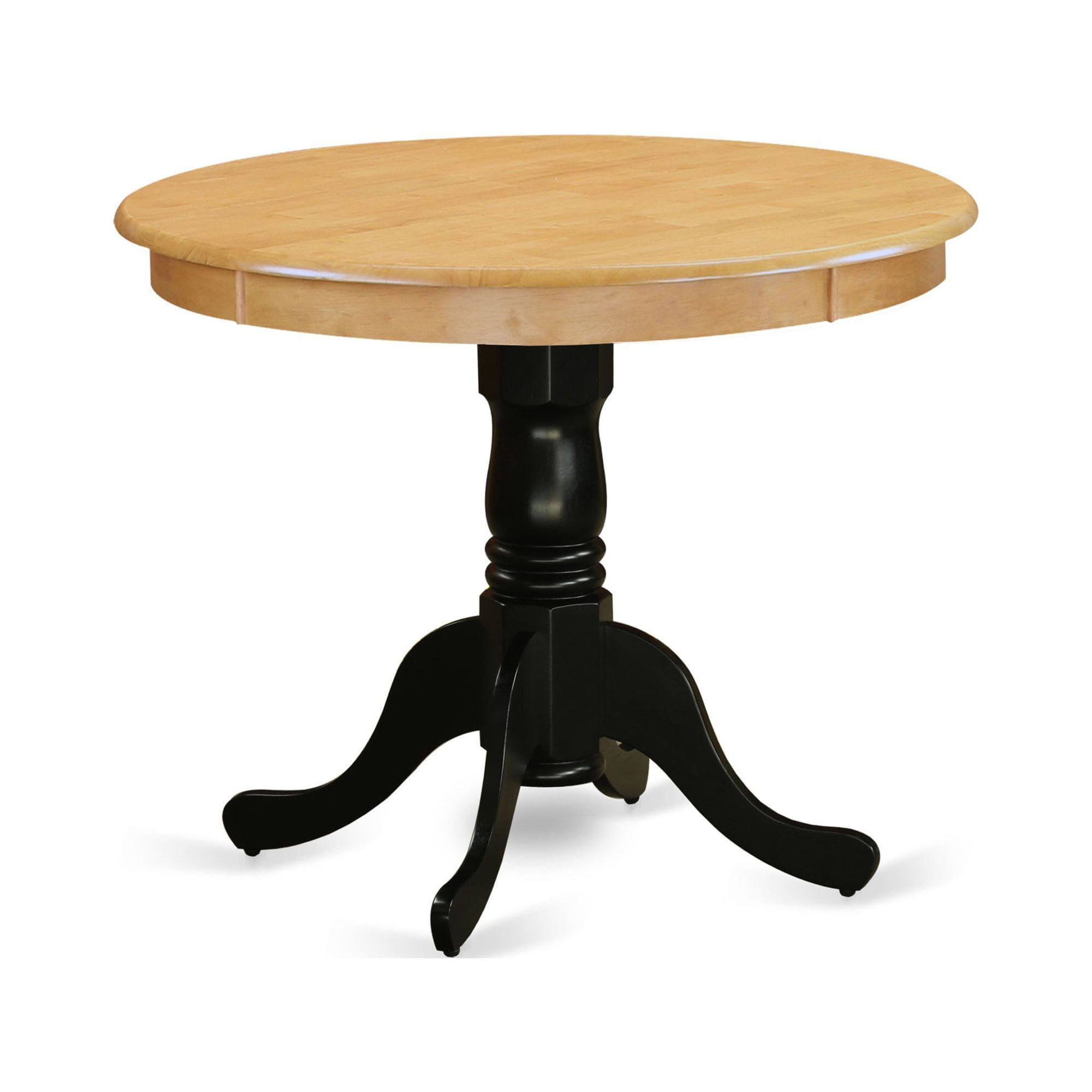 Classic 36" Oak Top Round Pedestal Dining Table in Black