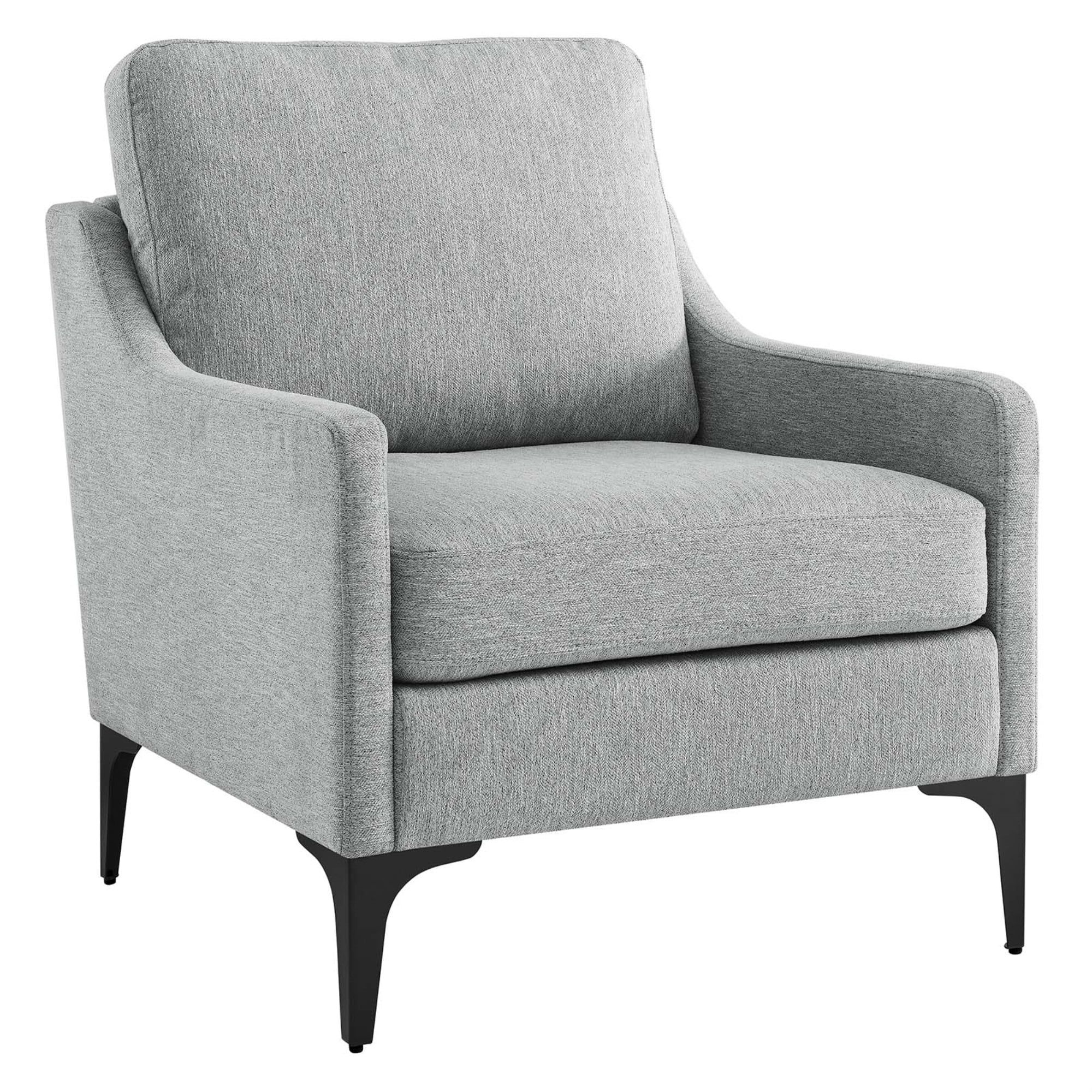 Light Gray Upholstered Accent Chair with Manufactured Wood Frame