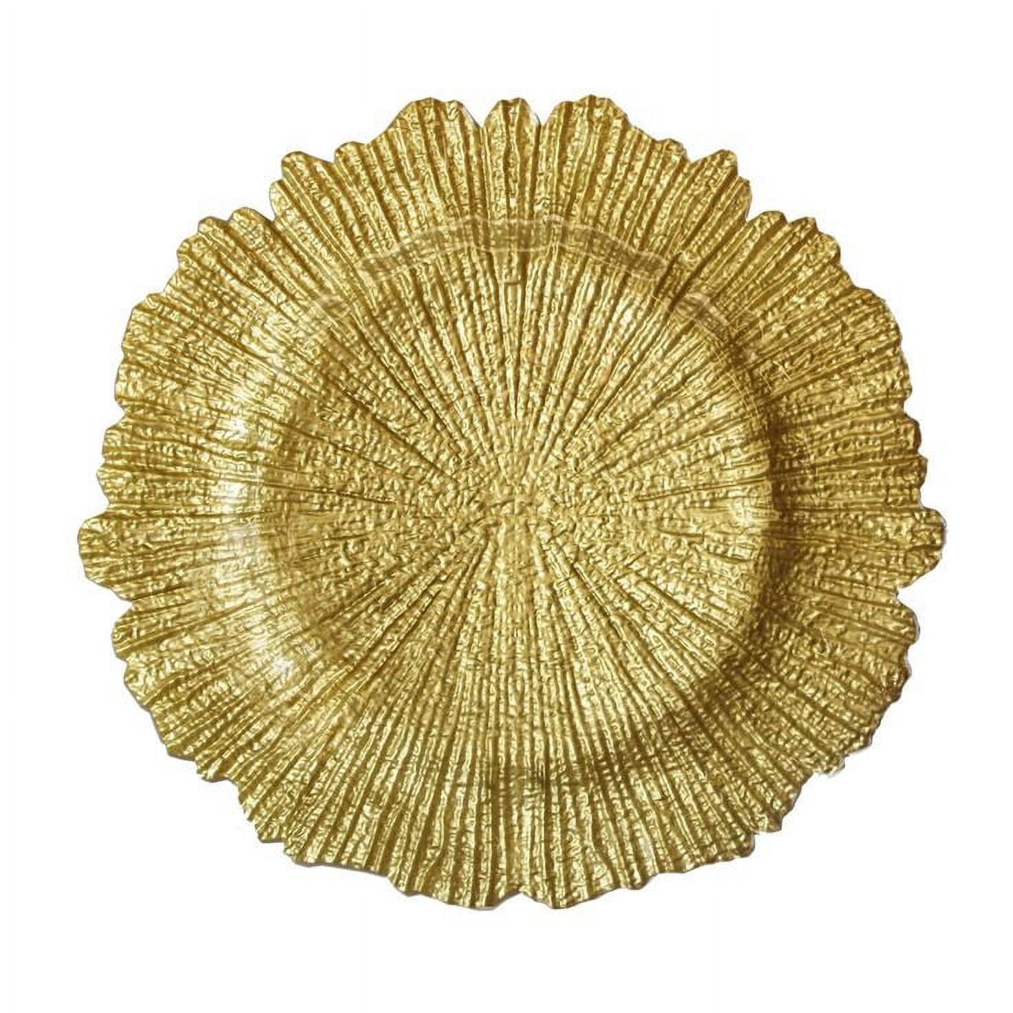 Gold Textured Reef Design 13-Inch Charger Plates, Set of 6