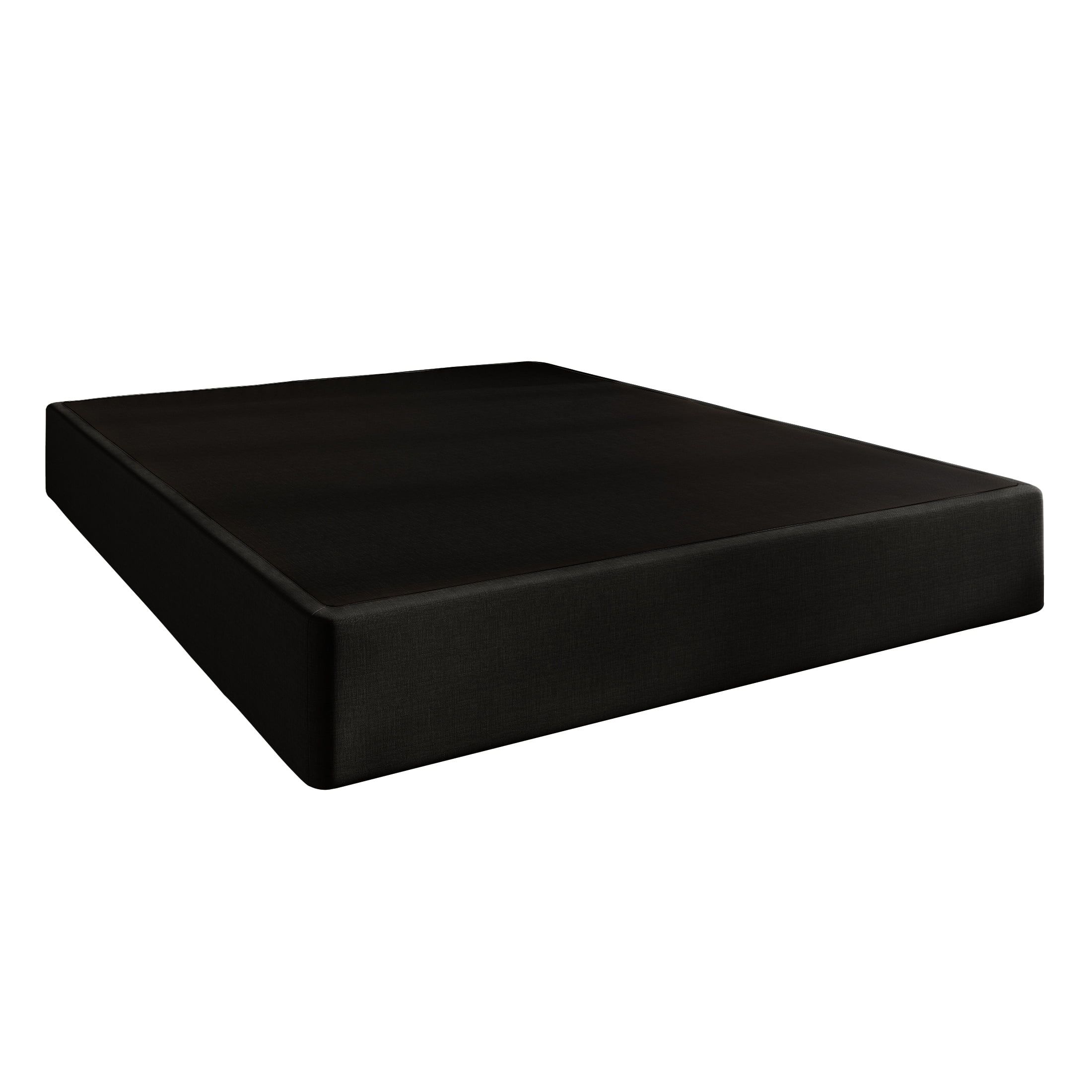 Full Size Black Linen Upholstered Metal Box Spring