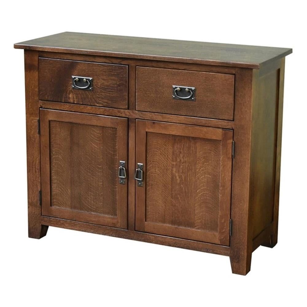 Arts & Crafts Walnut Solid Wood 2-Door Cabinet with Dovetail Drawers