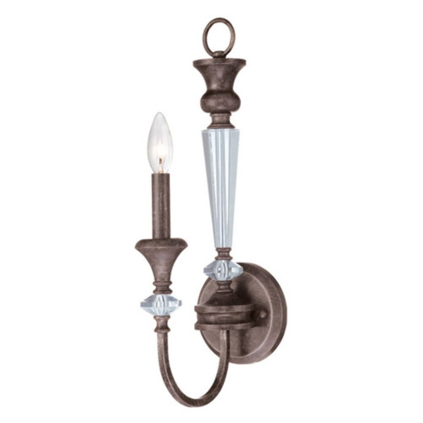 Elegant Boulevard Distressed Bronze Wall Sconce with K-9 Crystal Accents