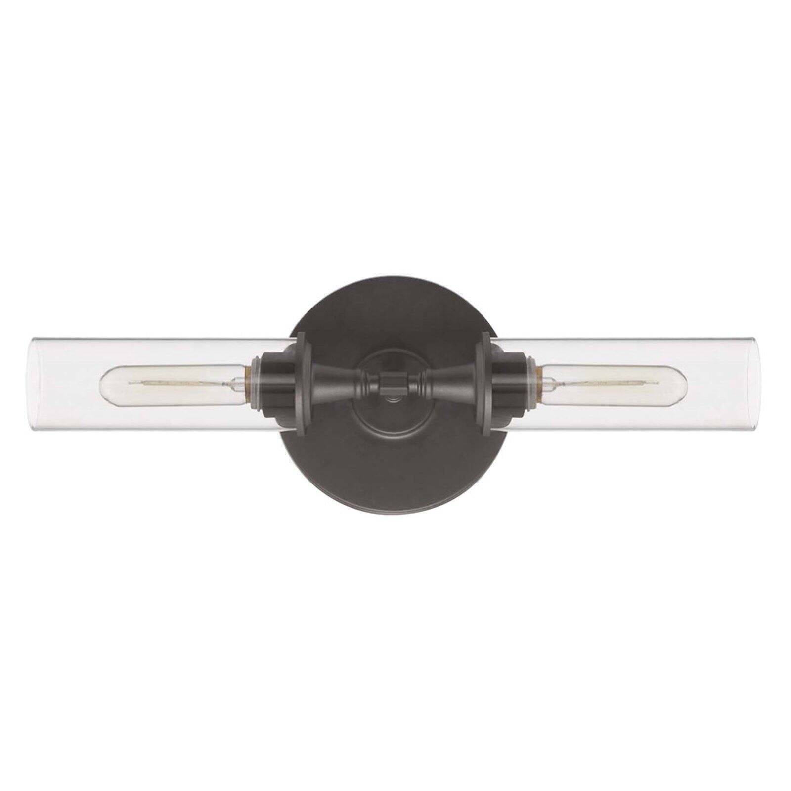 Espresso Brown Cylinder Wall Sconce with Dimmable Ambient Lighting