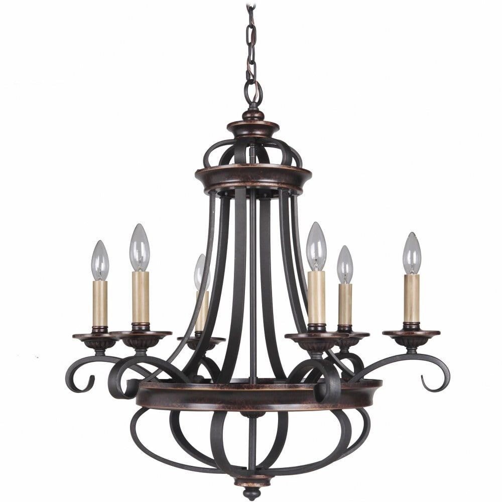 Bronze and Black 6-Light Candle Style Chandelier