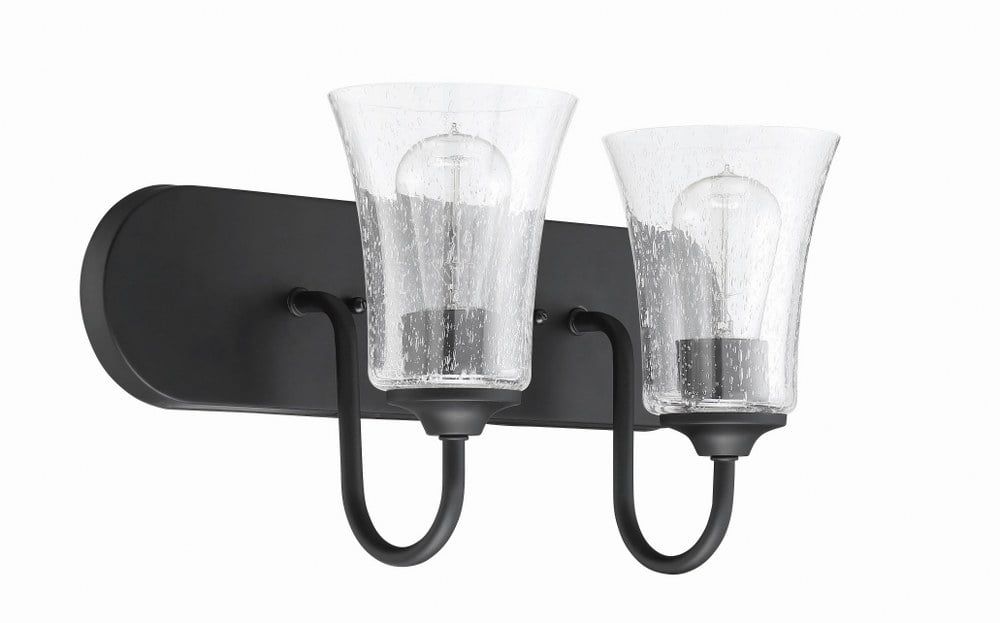 Flat Black 18" Modern Steel Wall Sconce with Clear Glass Shades