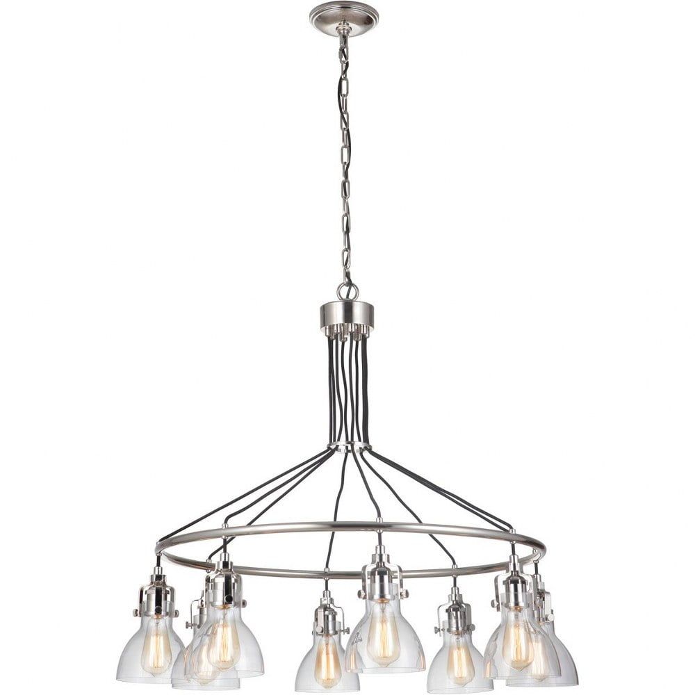 Polished Nickel 8-Light Chandelier with Clear Glass Shades