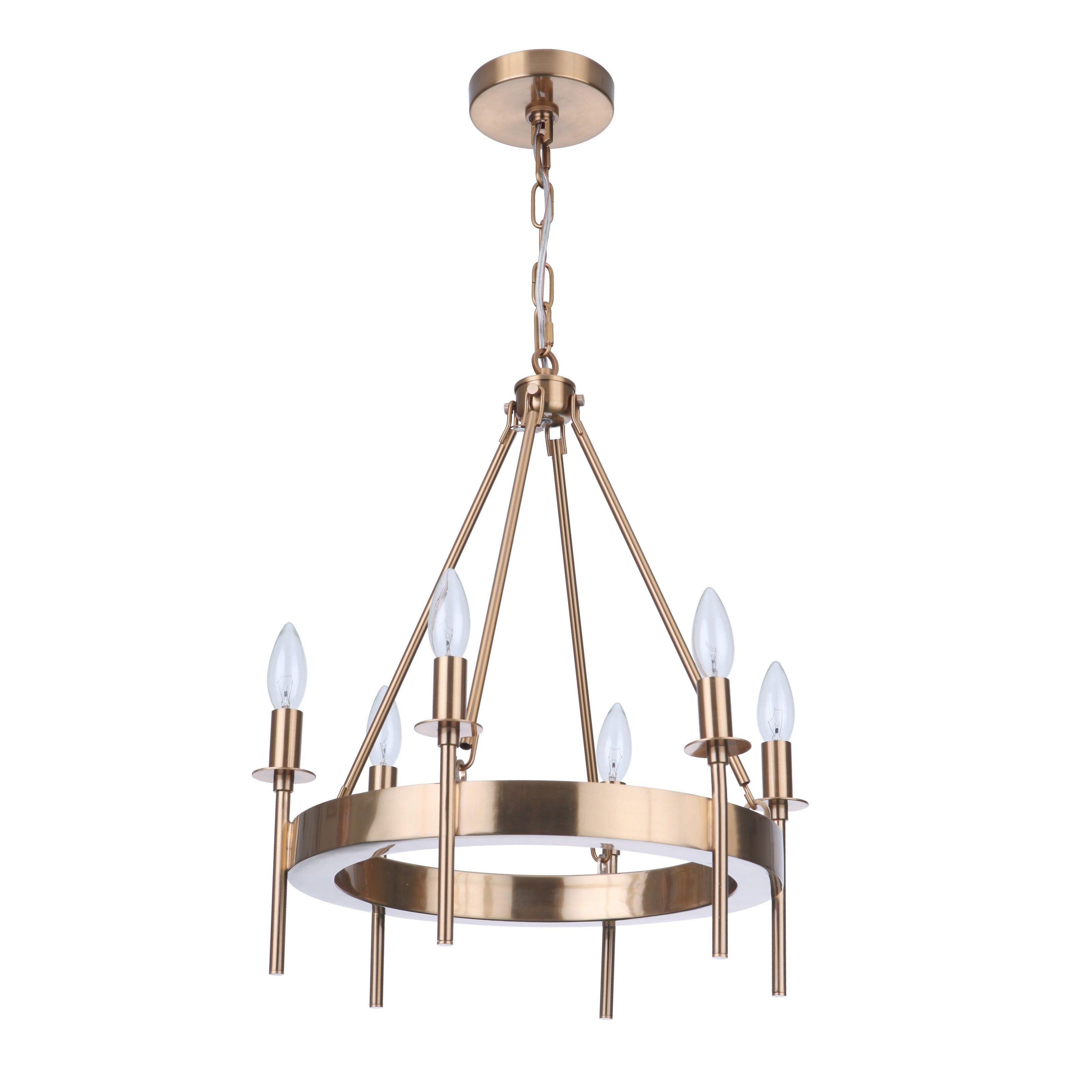 Satin Brass 6-Light Mini Candle Chandelier