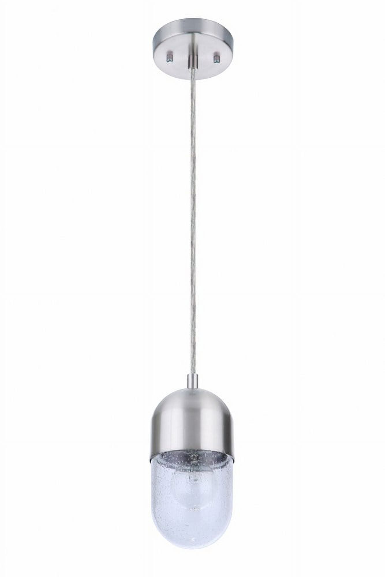 Brushed Polished Nickel Mini Pendant with Clear Seeded Glass