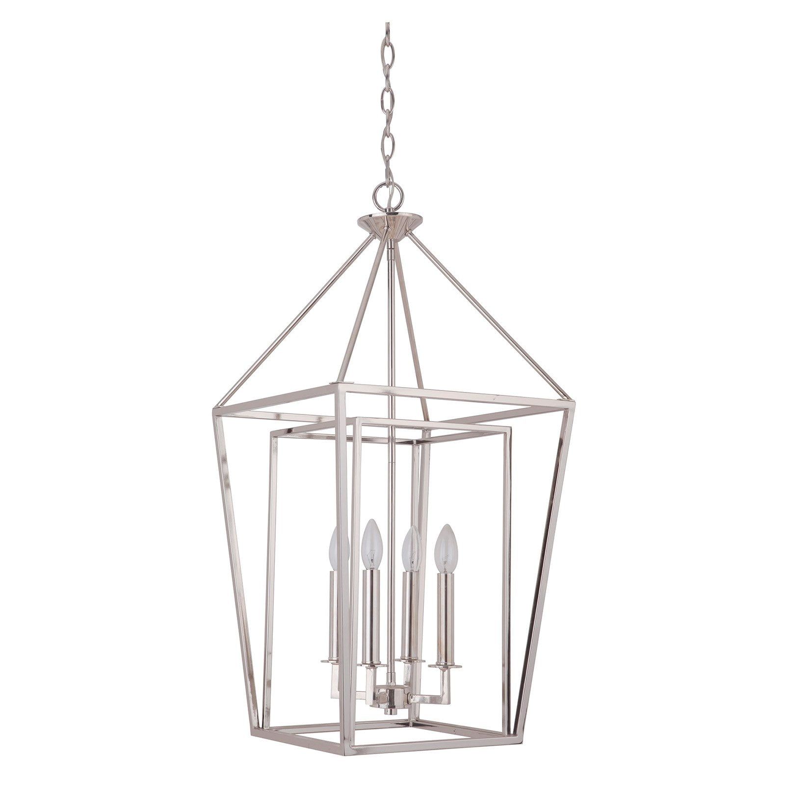 Polished Nickel 32" Transitional Foyer Pendant Light