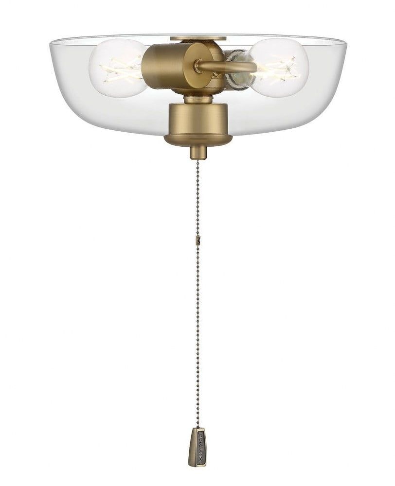 Satin Brass and Clear Glass LED Ceiling Fan Light Kit