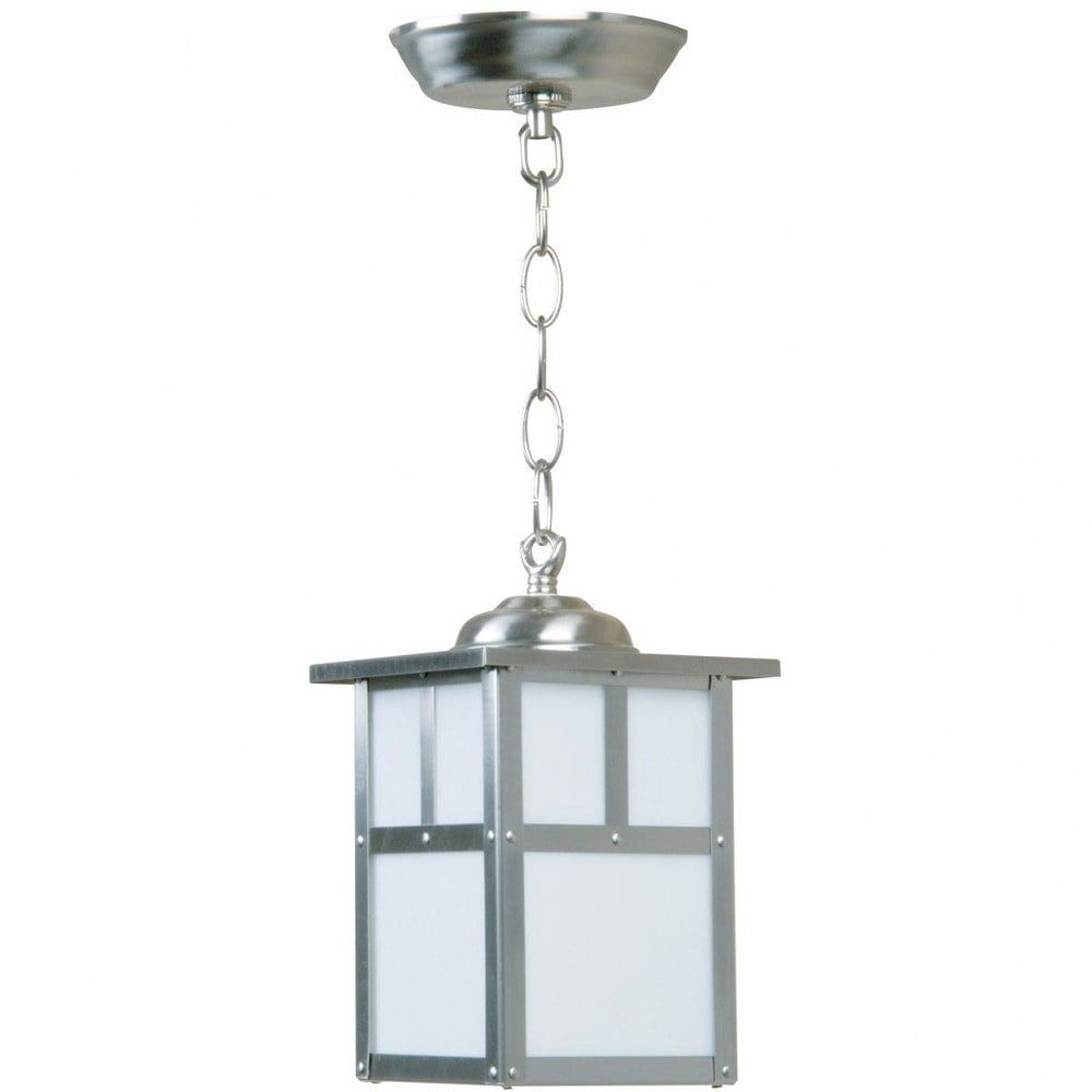 Mission Collection 9.4" Satin Nickel Outdoor Hanging Light