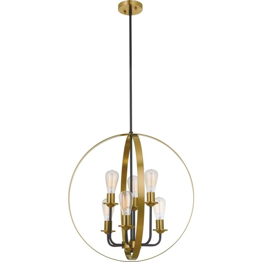 Randolph 24'' Black and Brass Globe Chandelier