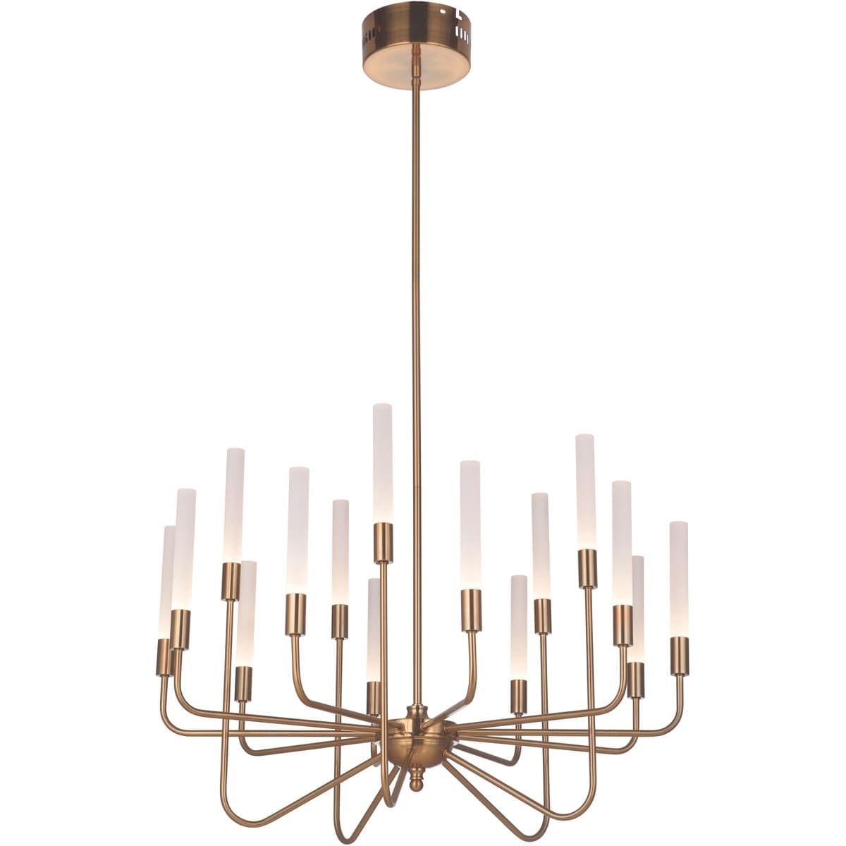 Satin Brass 15-Light LED Cylinder Chandelier