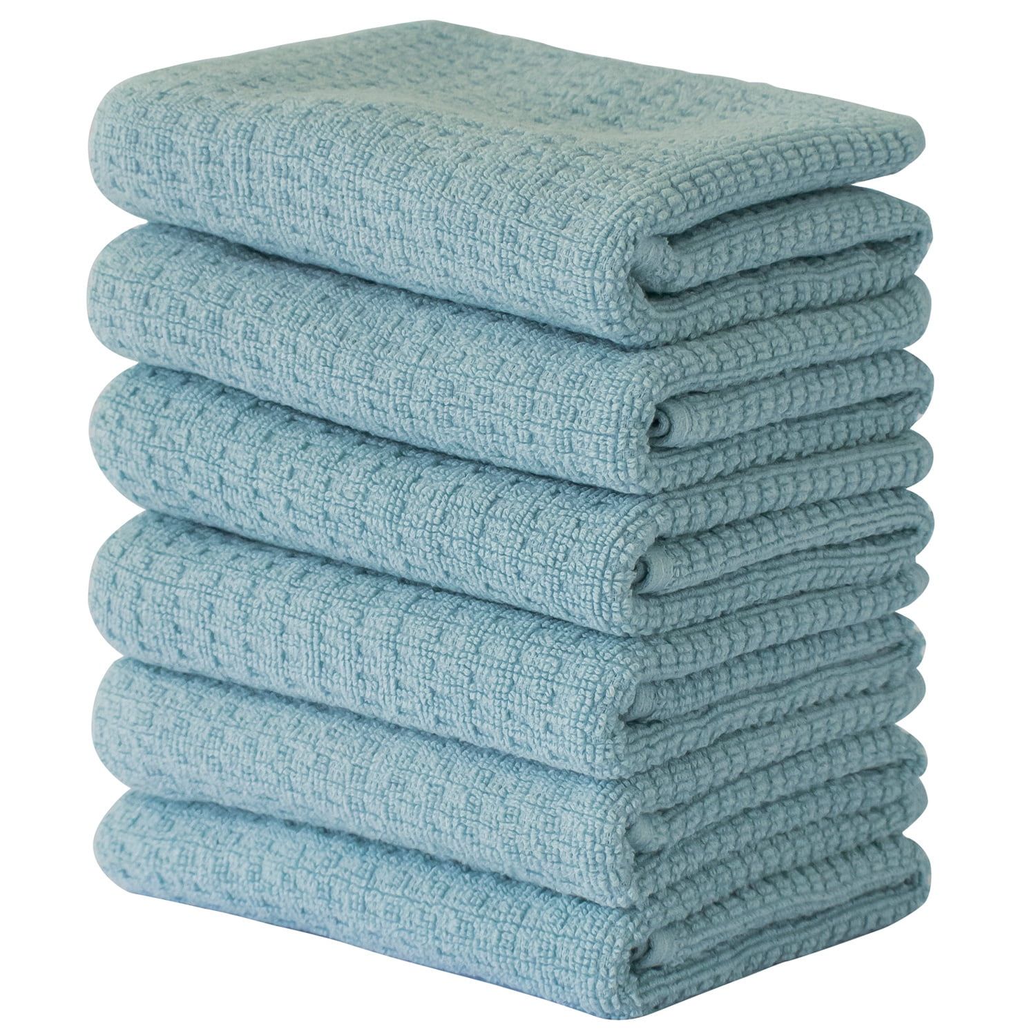 Aqua Blue Cotton Kitchen Towel Set with Hanging Loop