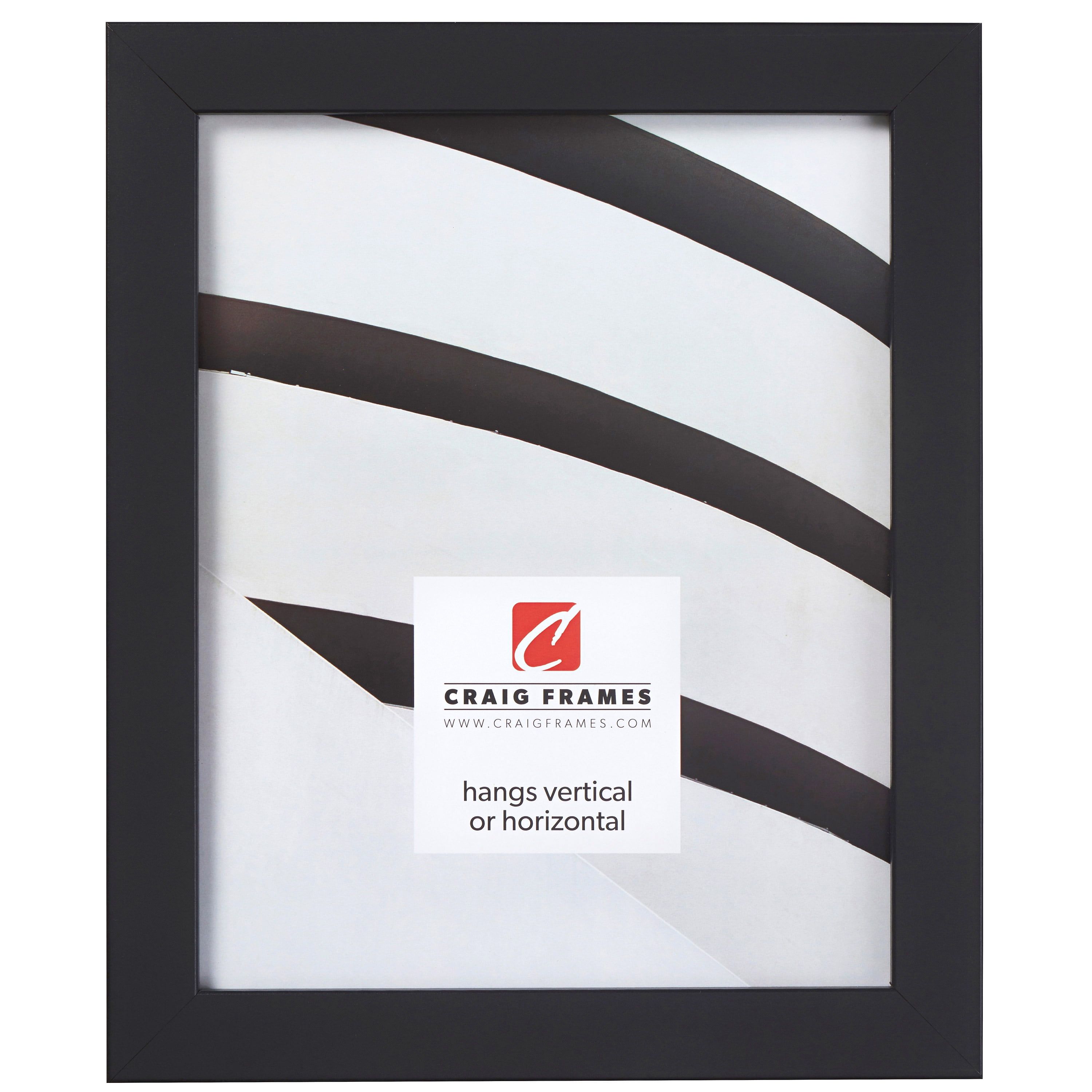 Black Rectangular Wall-Mount Poster Frame with Wood Grain Finish