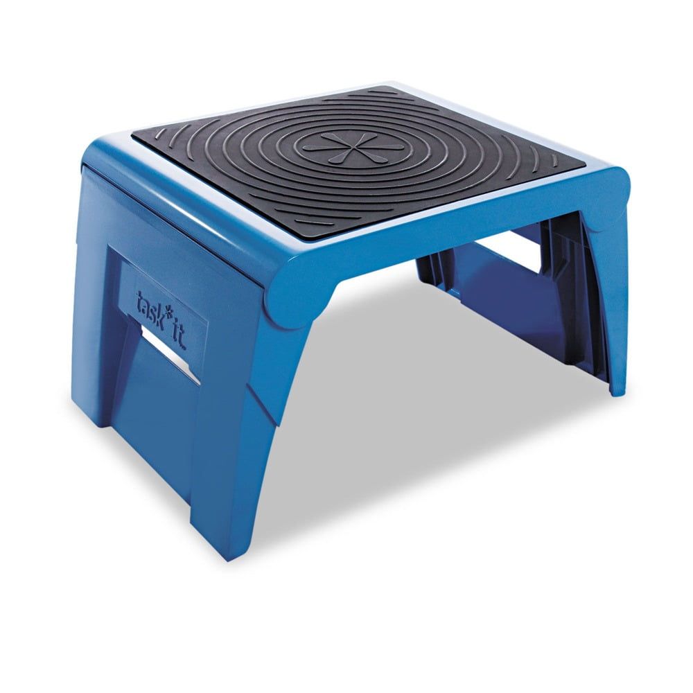 Blue High-Density Plastic Foldable Step Stool with Non-Slip Tread