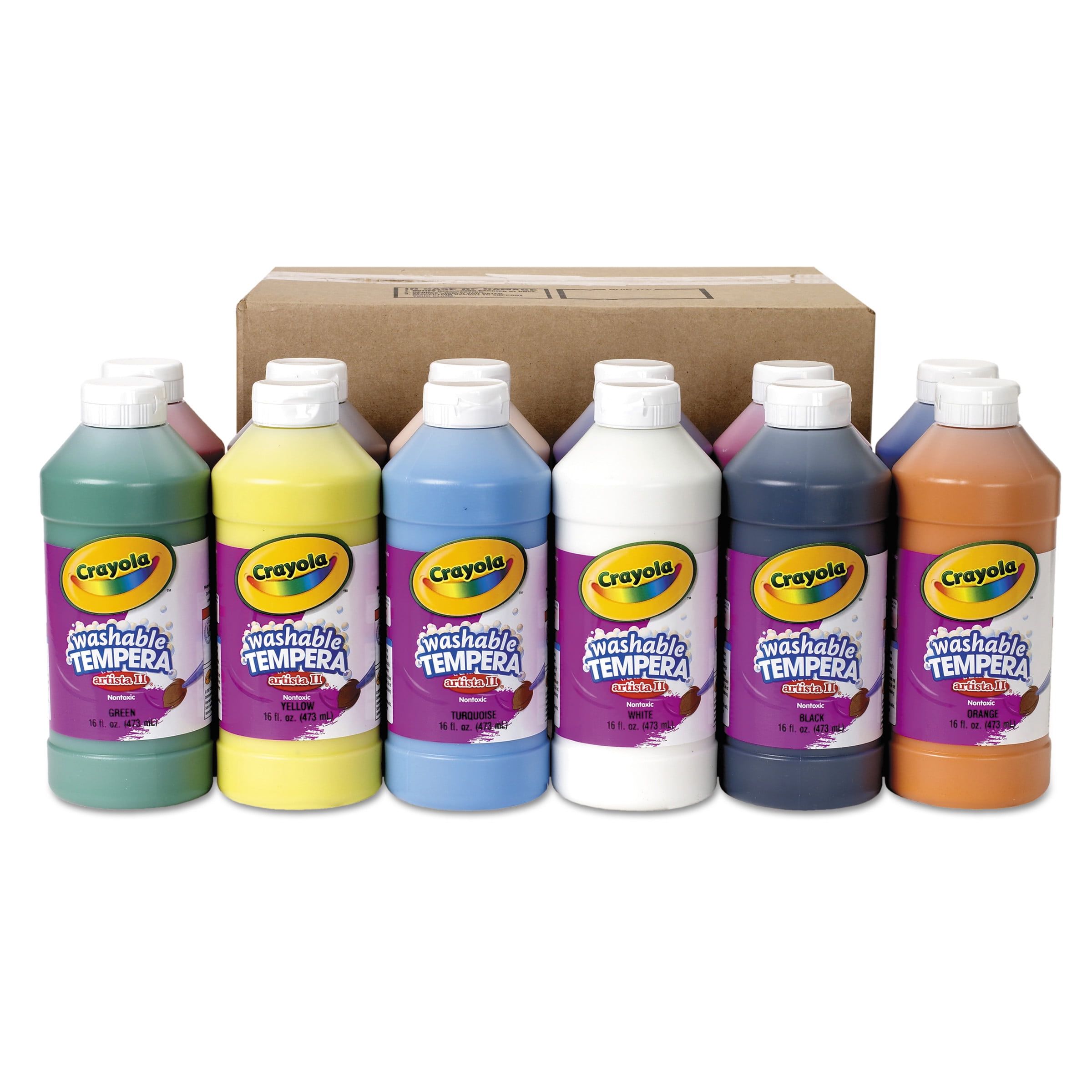 Assorted Colors Washable Tempera Paint Set, 16 oz Bottles